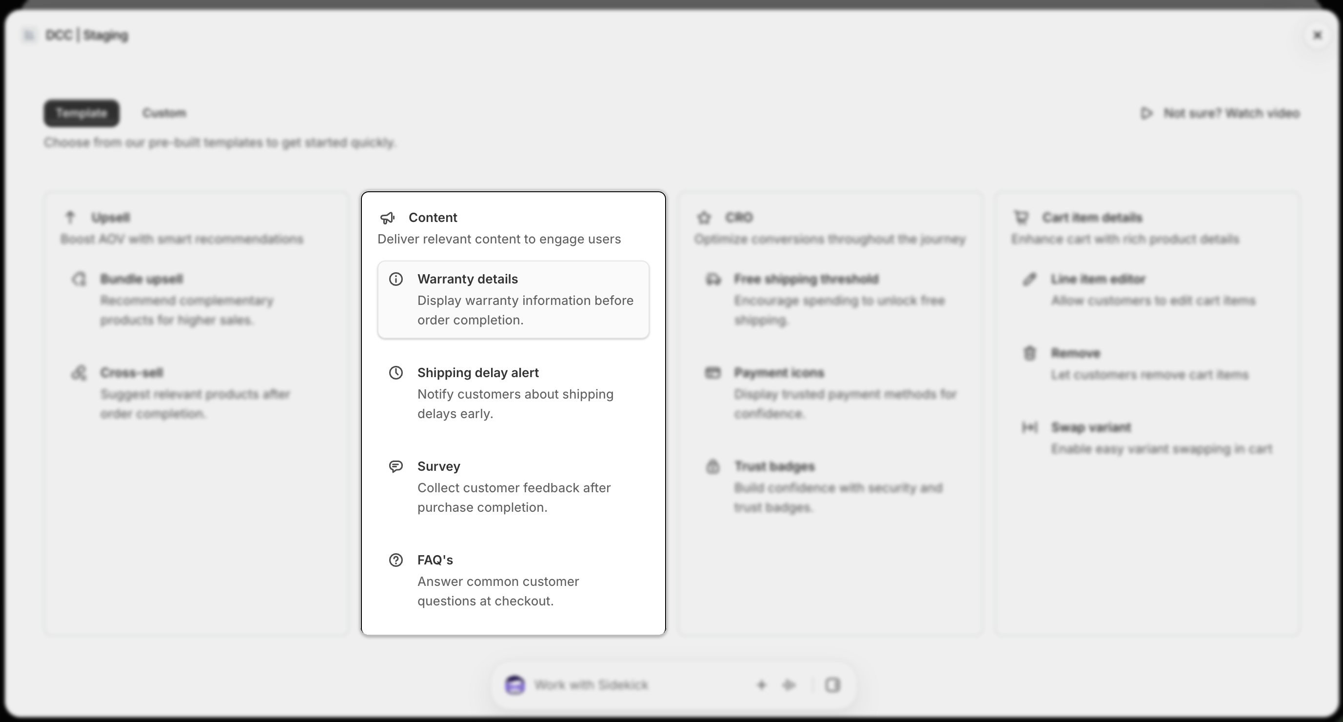 Template Content Card Warranty Focus