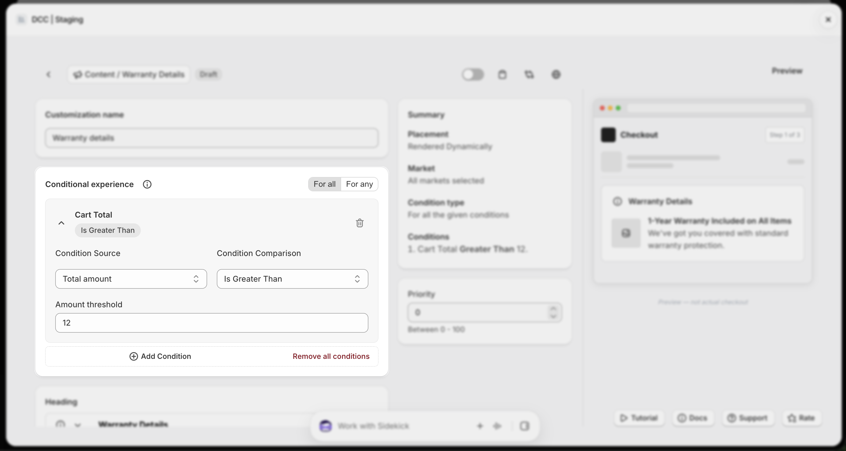 Warranty Conditional Experience Focus