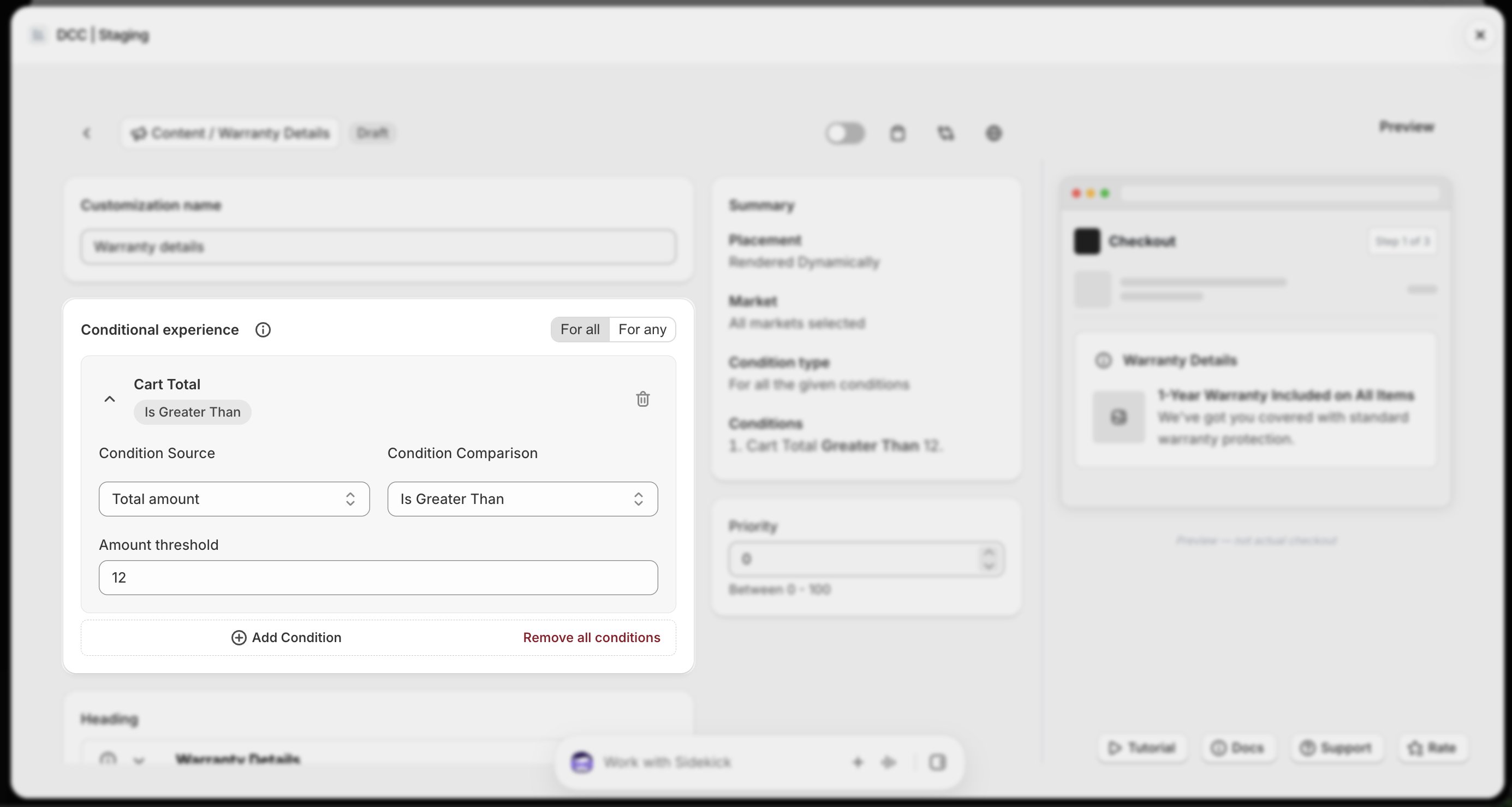 Warranty Conditional Experience Focus