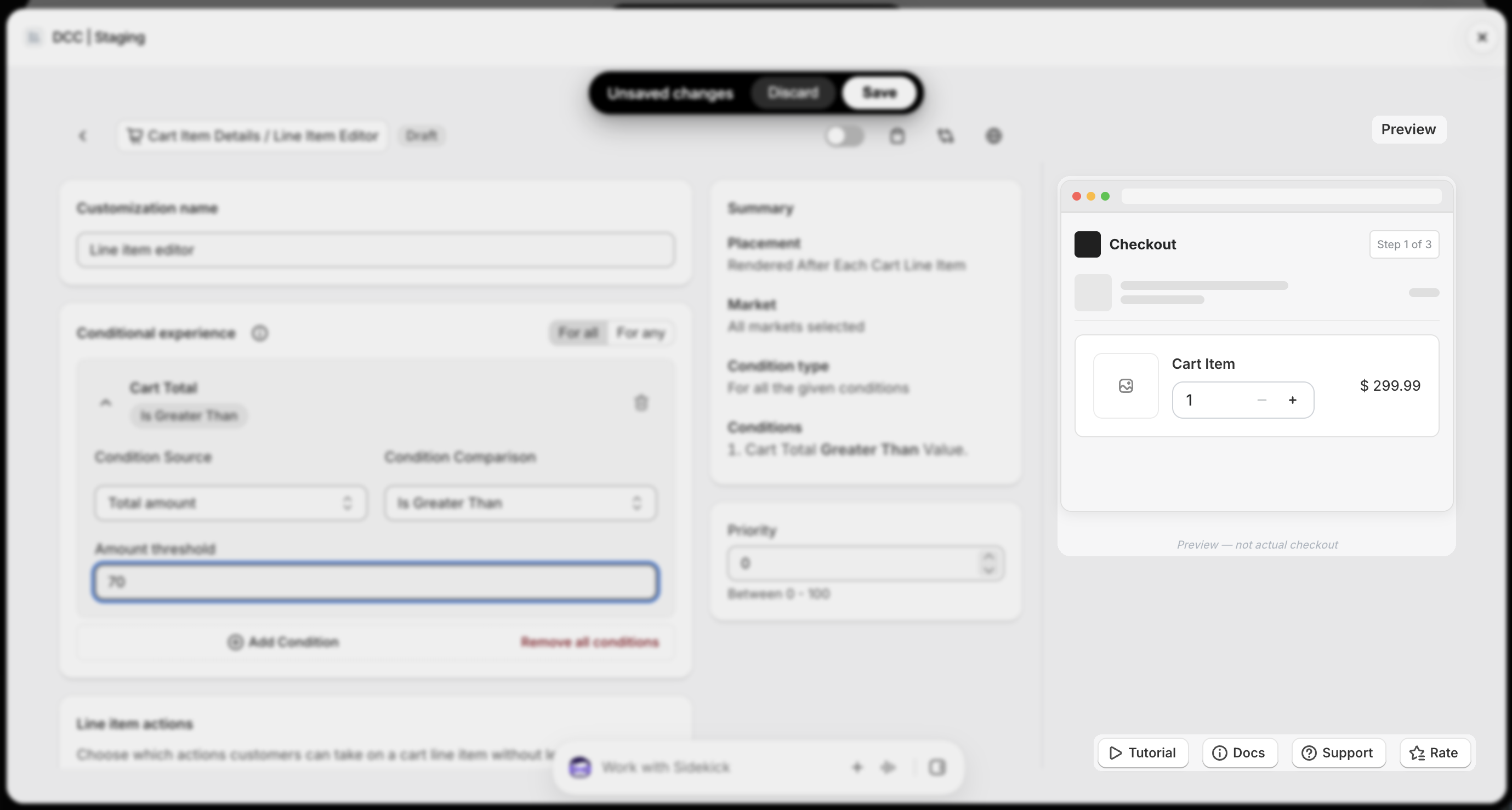 Line Item Editor Preview Focus