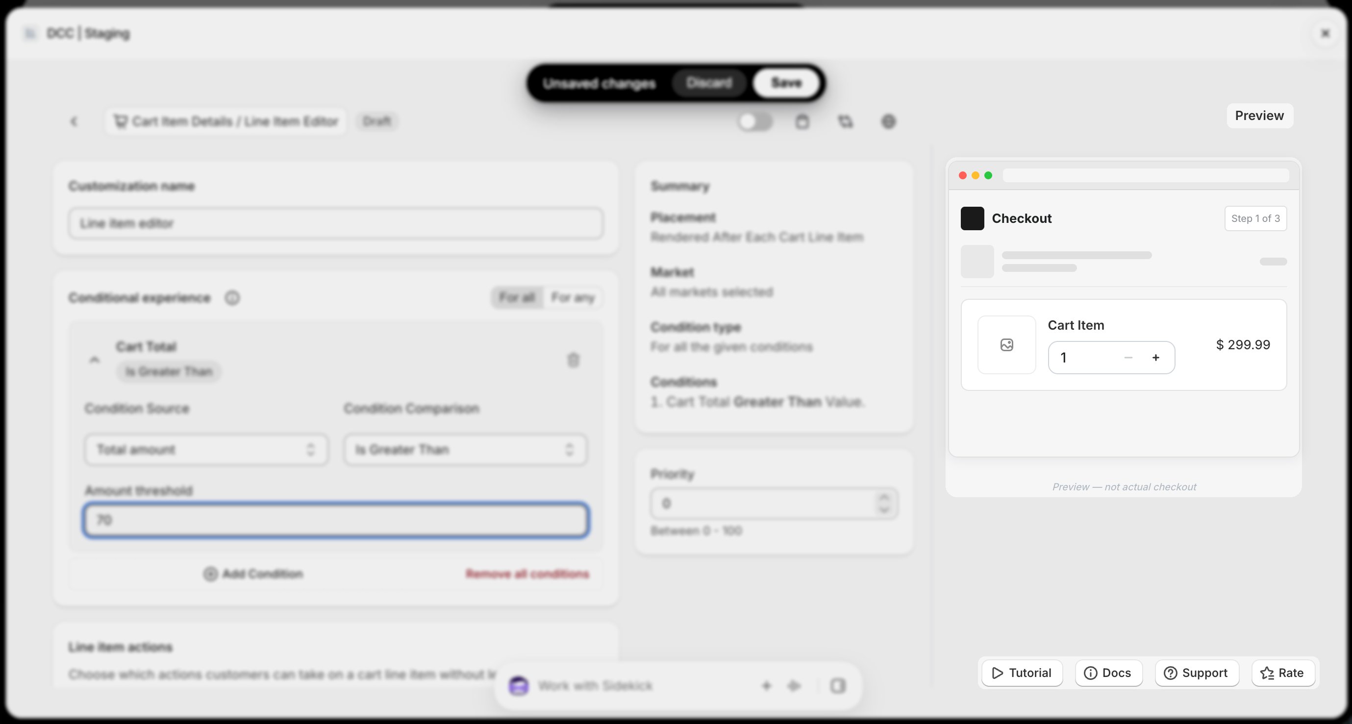 Line Item Editor Preview Focus
