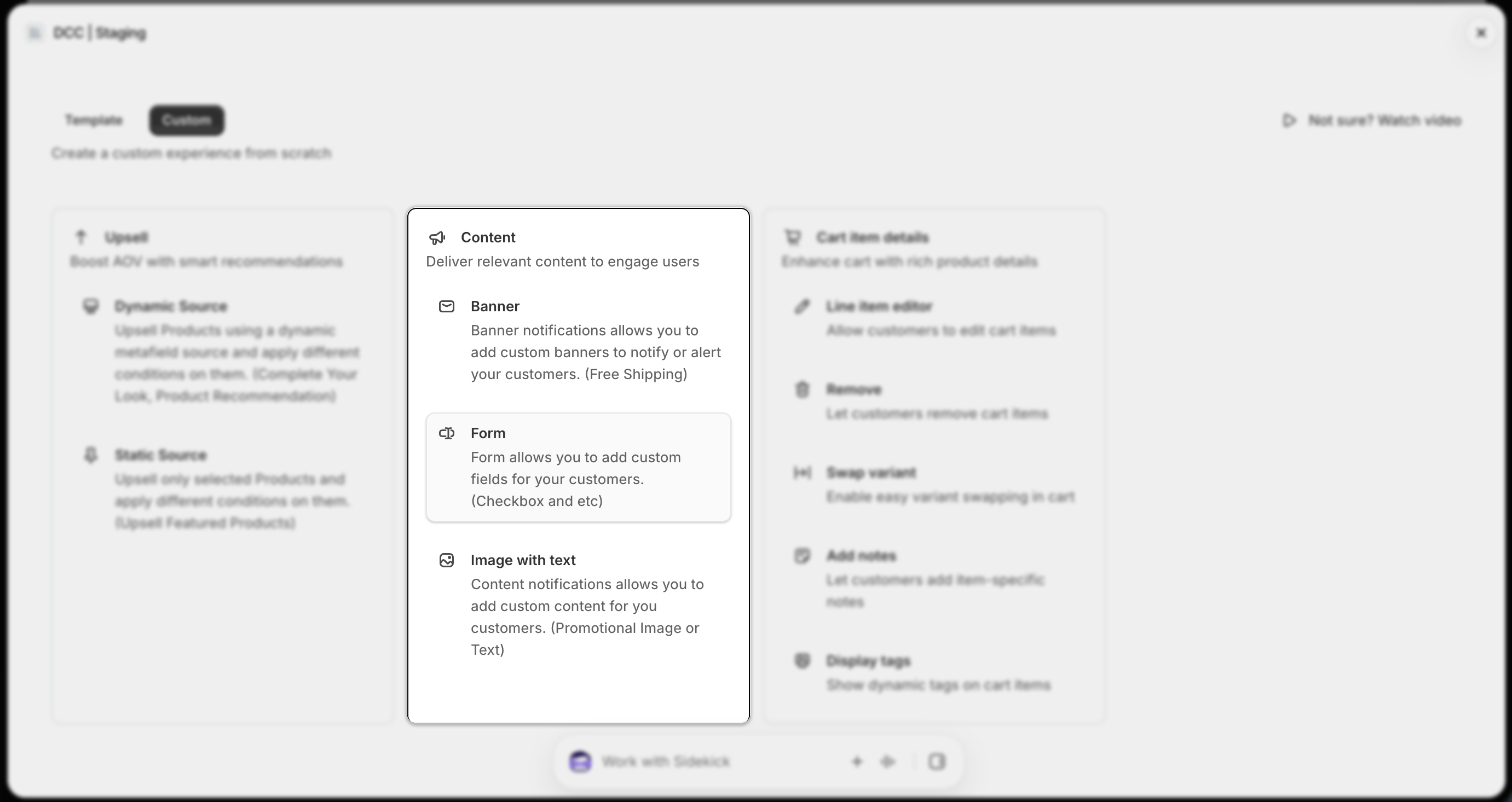 Custom Content Card Form Focus