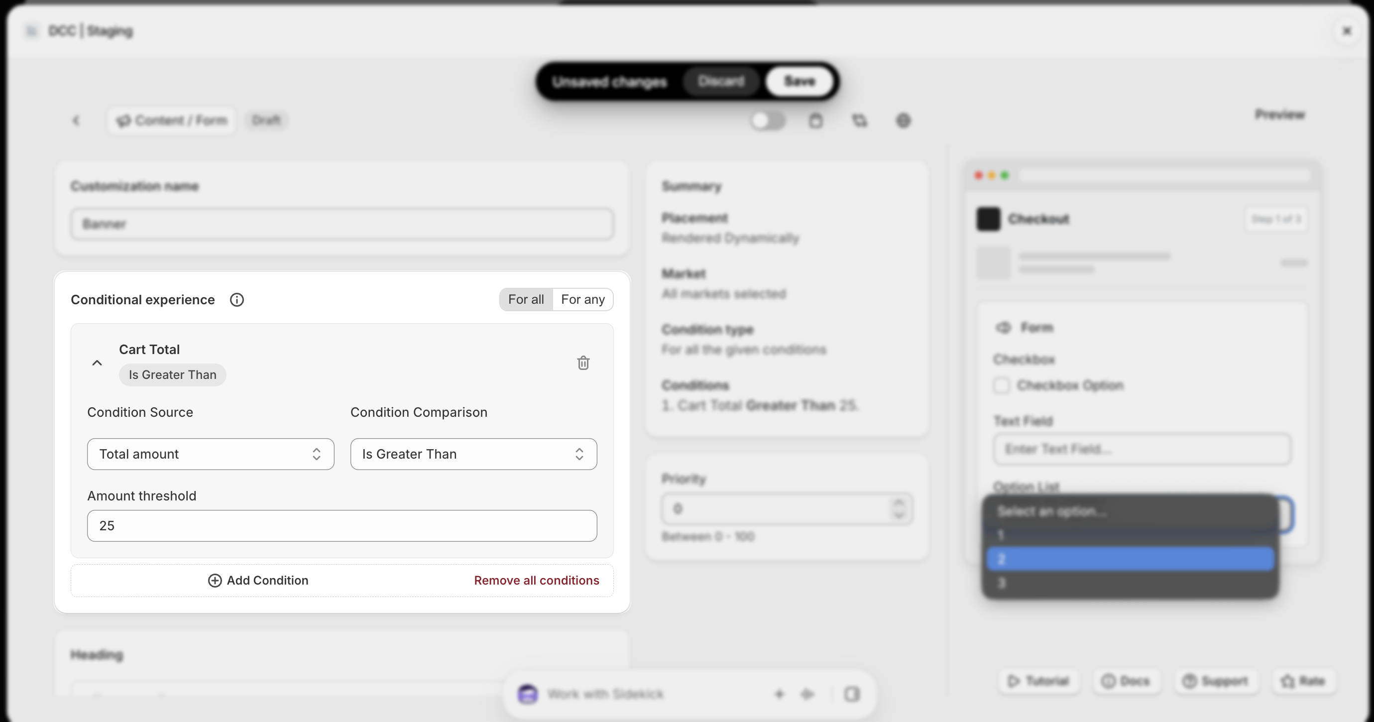 Form Conditional Experience Focus