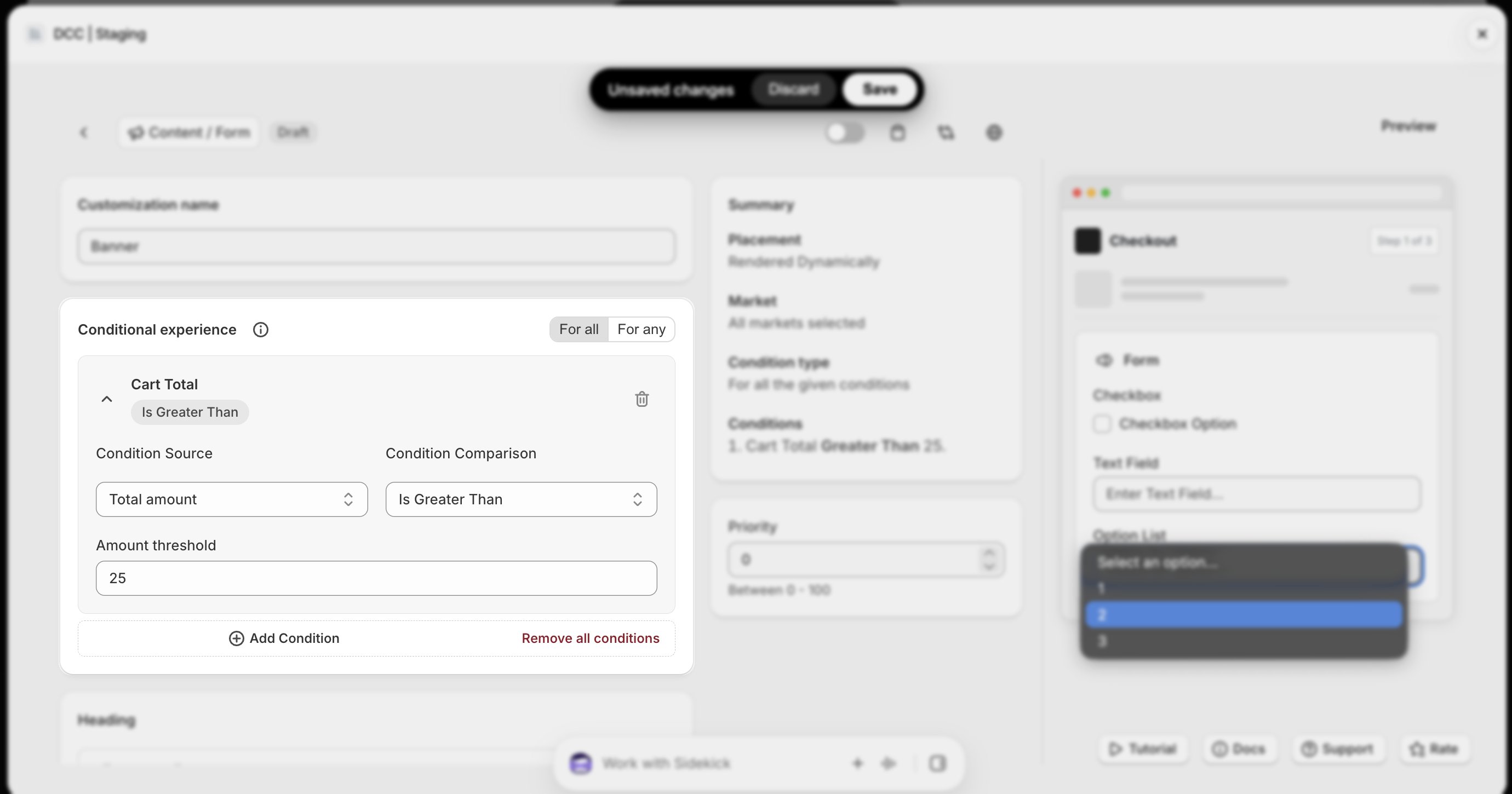 Form Conditional Experience Focus