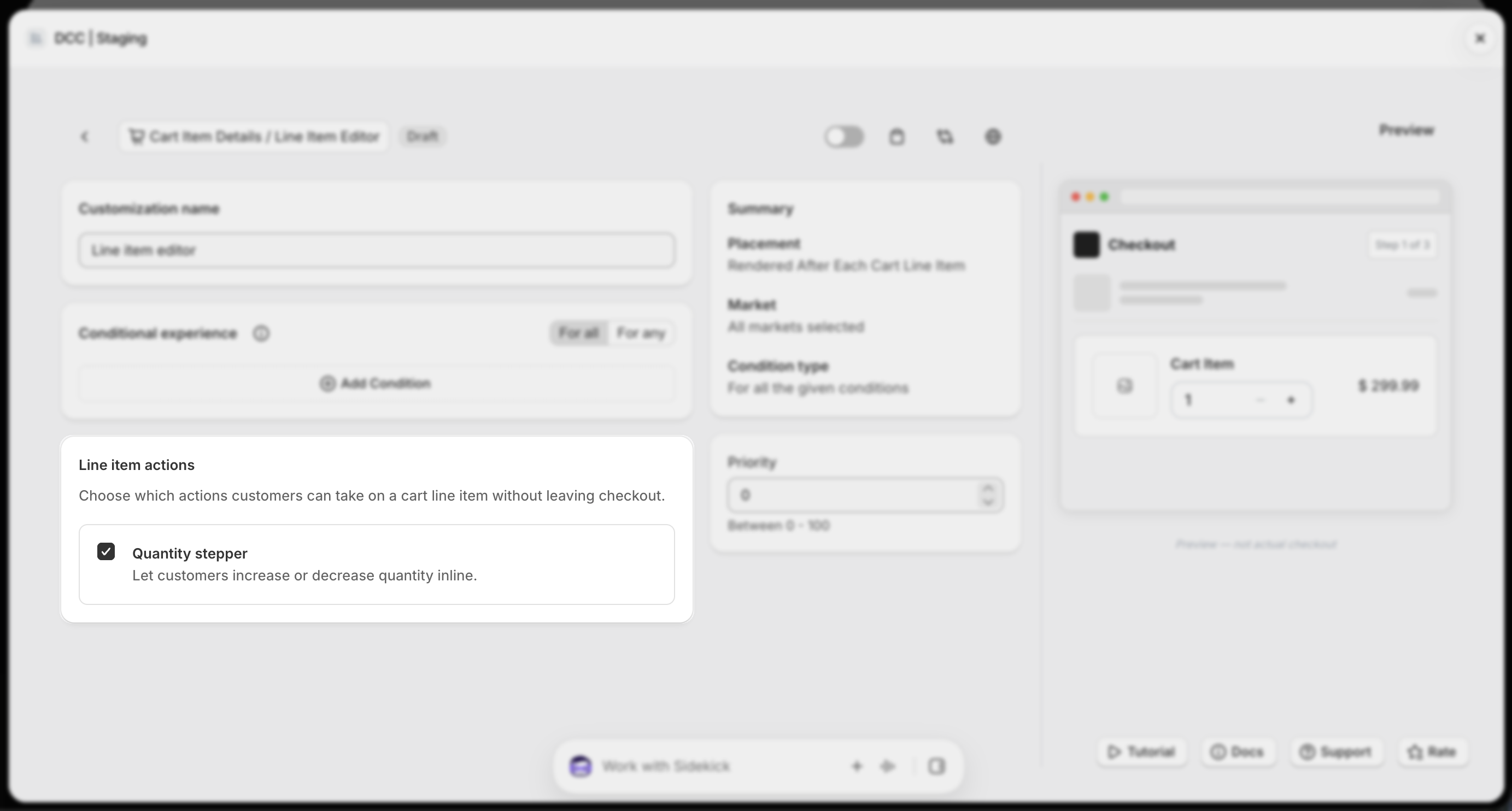 Line Item Actions Focus