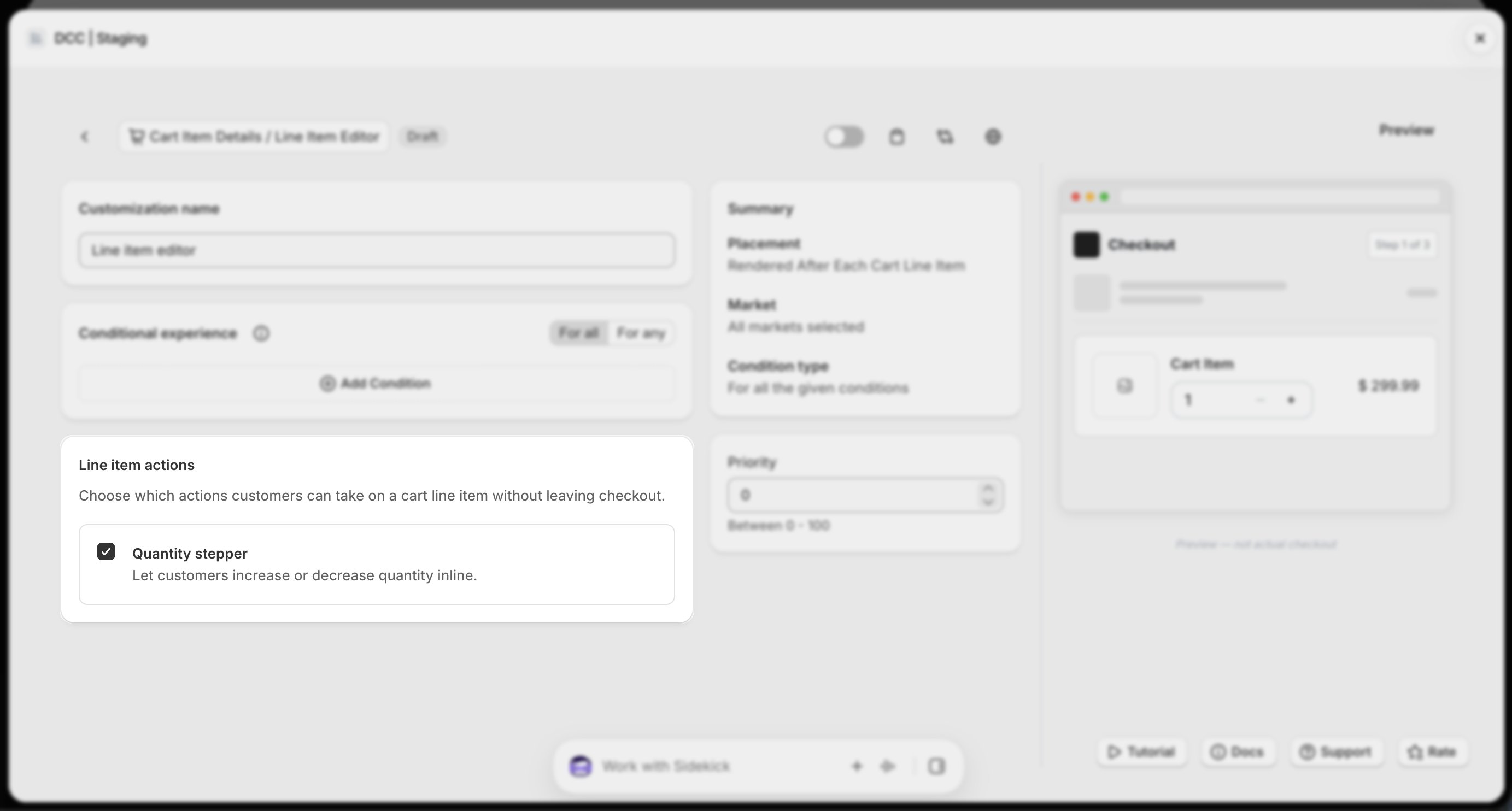 Line Item Actions Focus