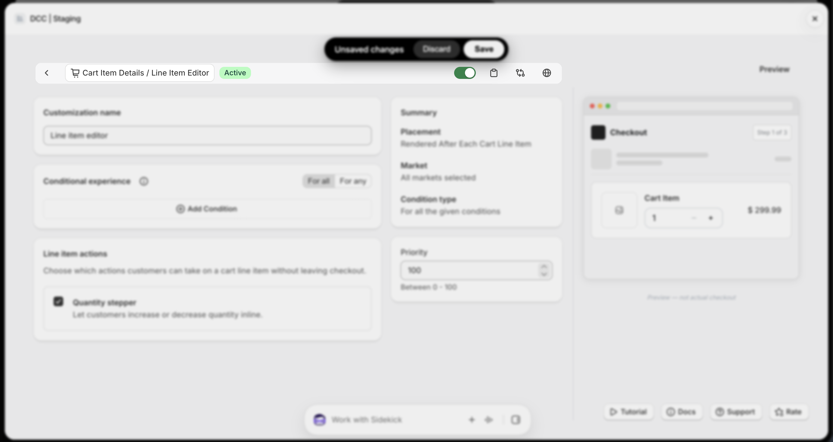 Line Item Toolbar Focus