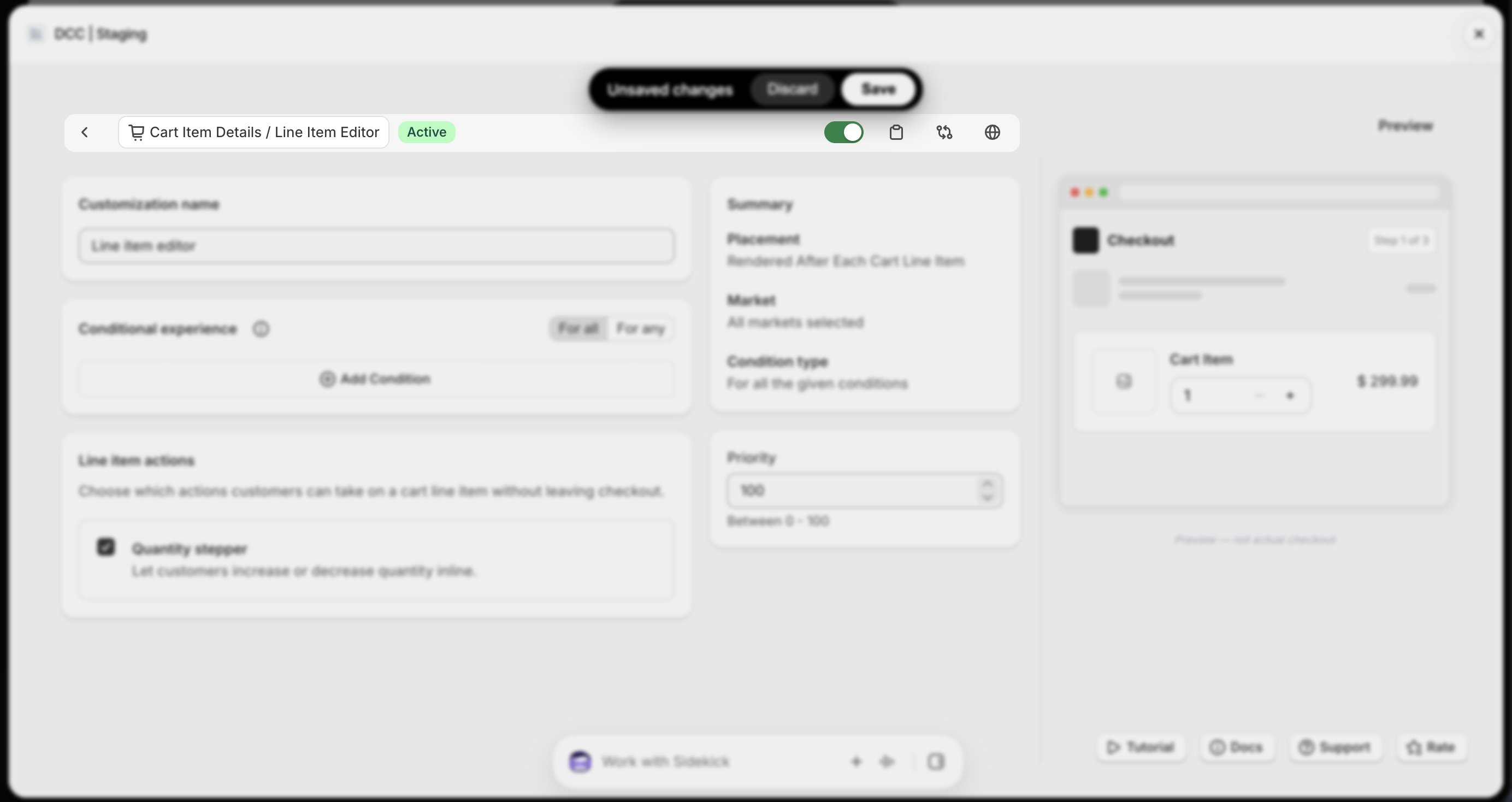 Line Item Toolbar Focus