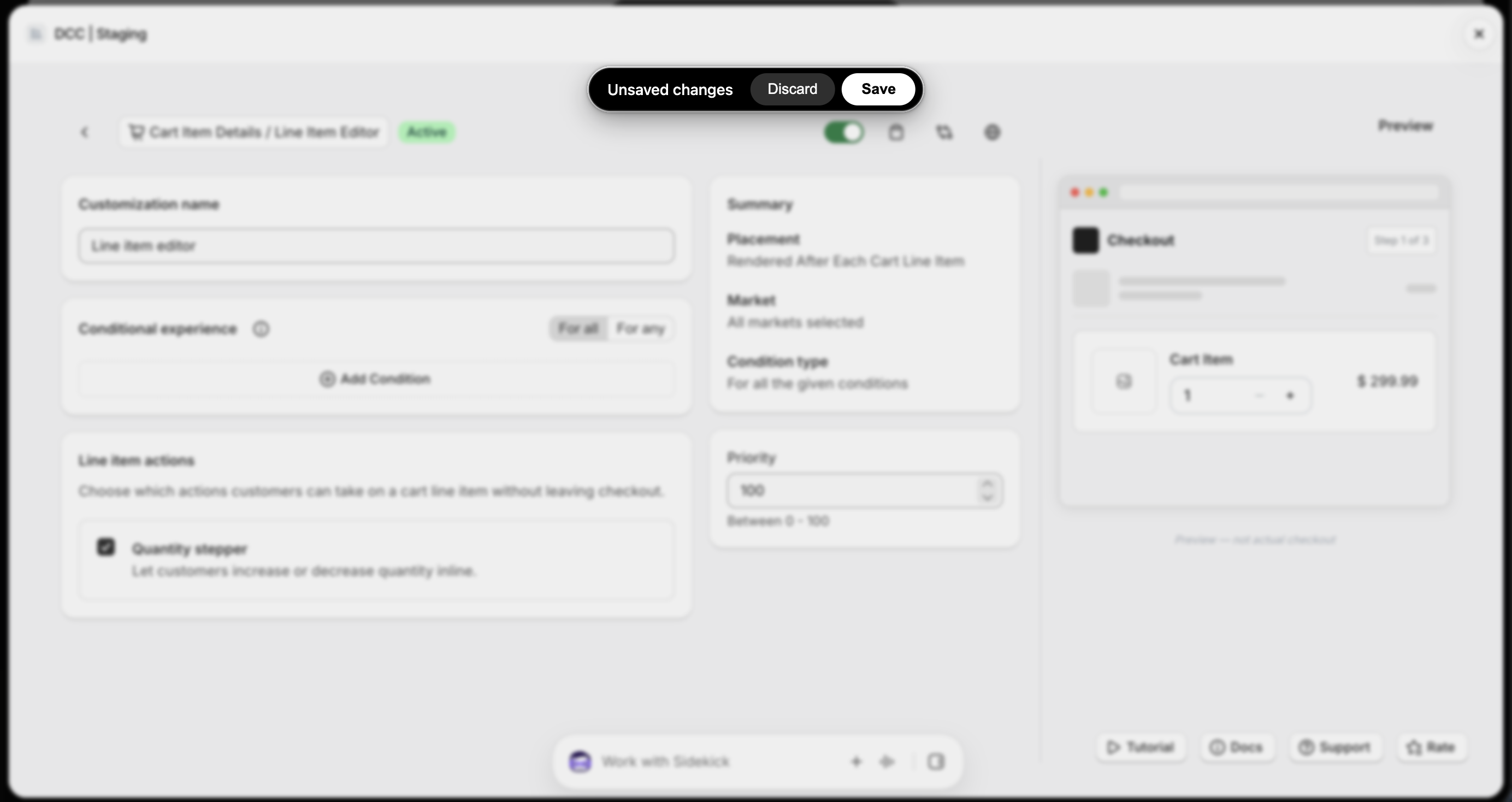 Line Item Unsaved Changes Focus