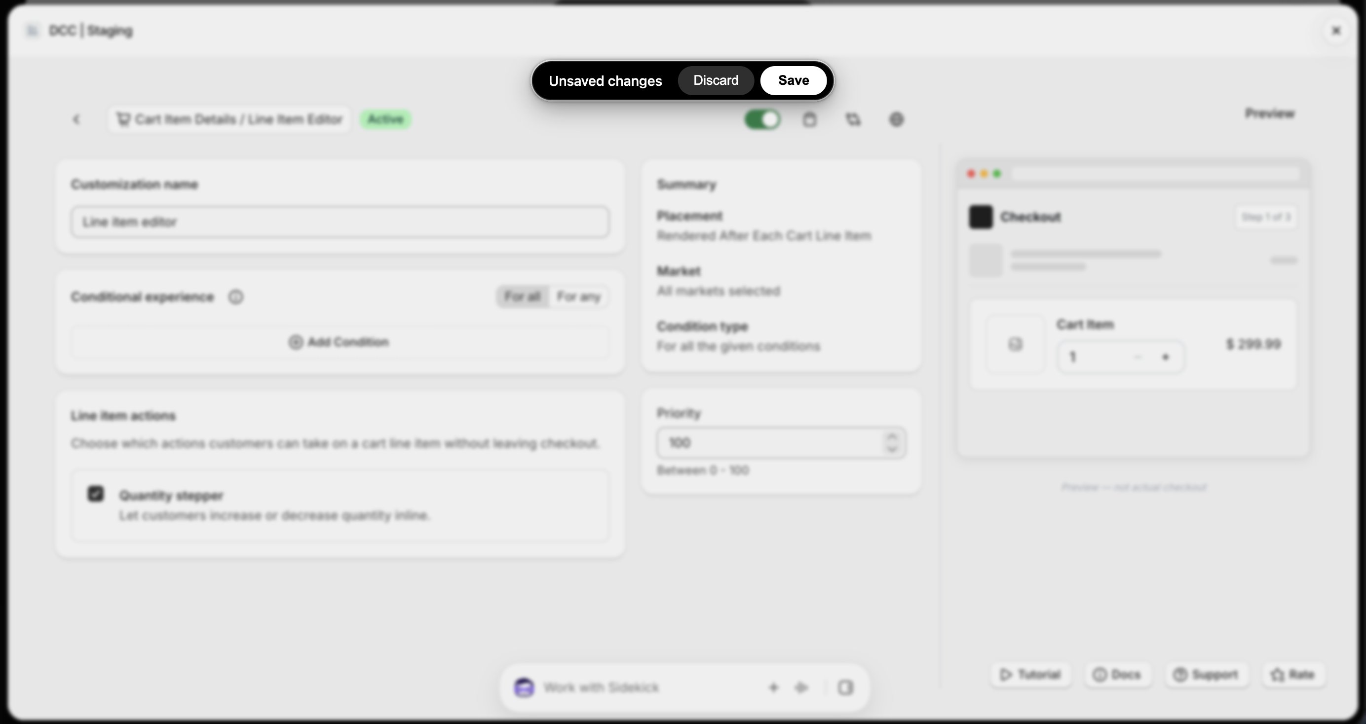 Line Item Unsaved Changes Focus