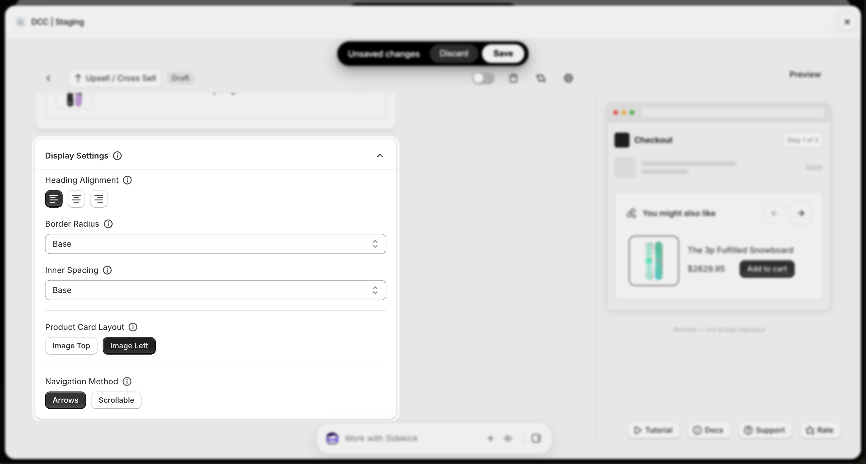 Crosssell 5 Display Settings
