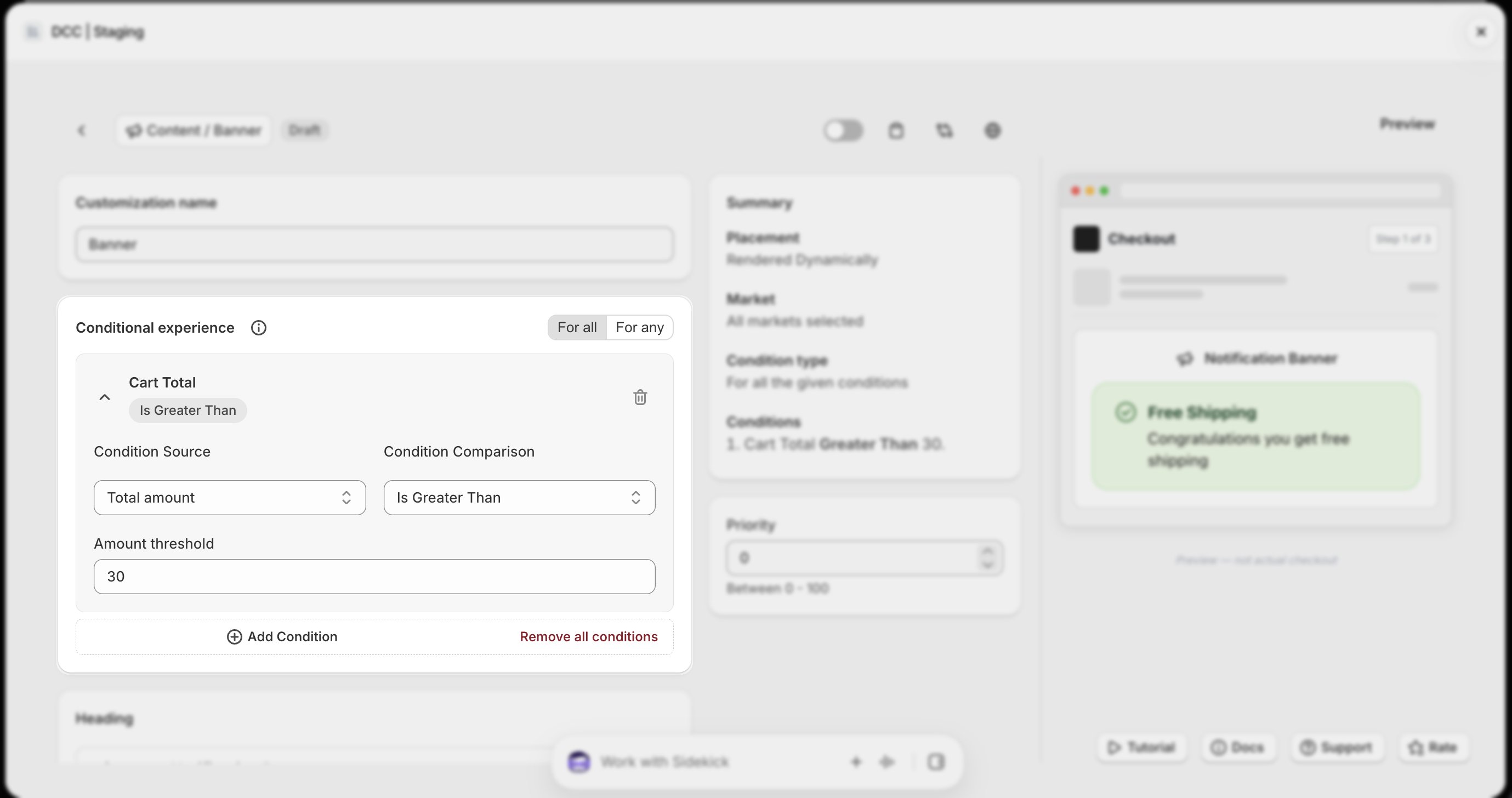 Banner Conditional Experience Focus