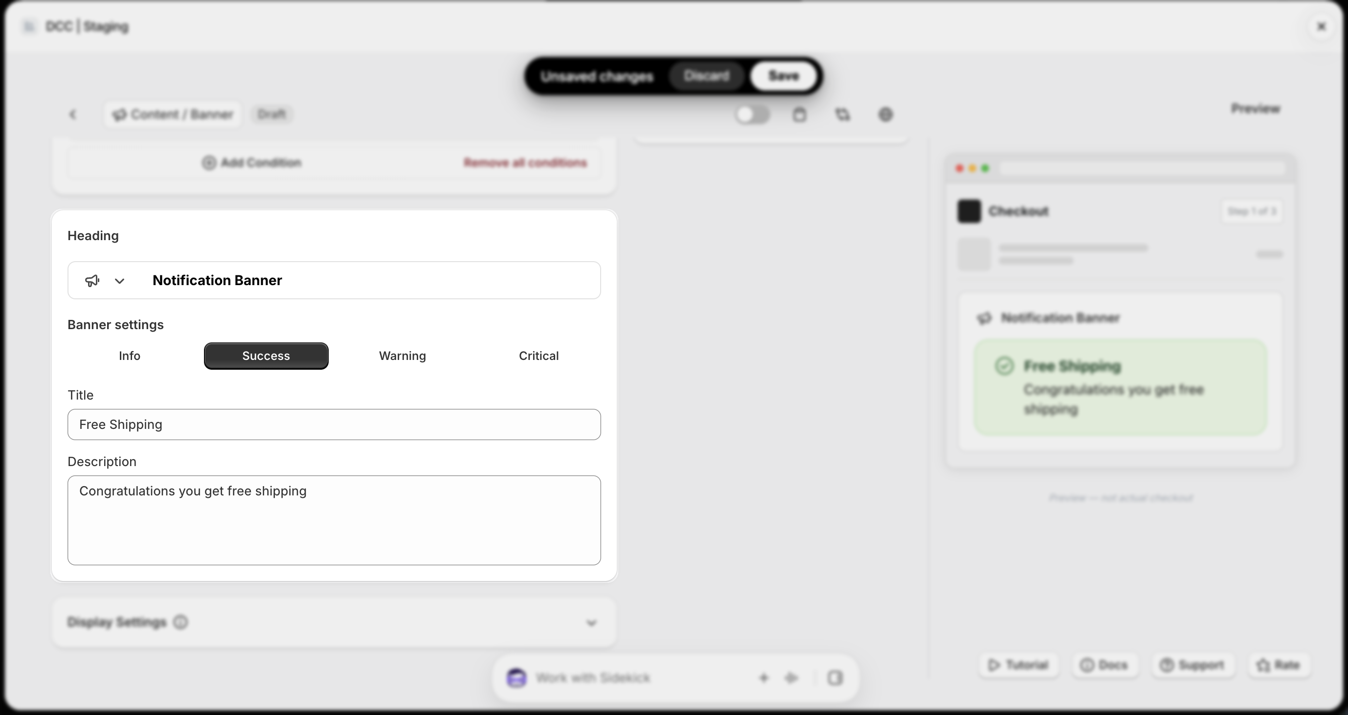 Banner Settings Focus