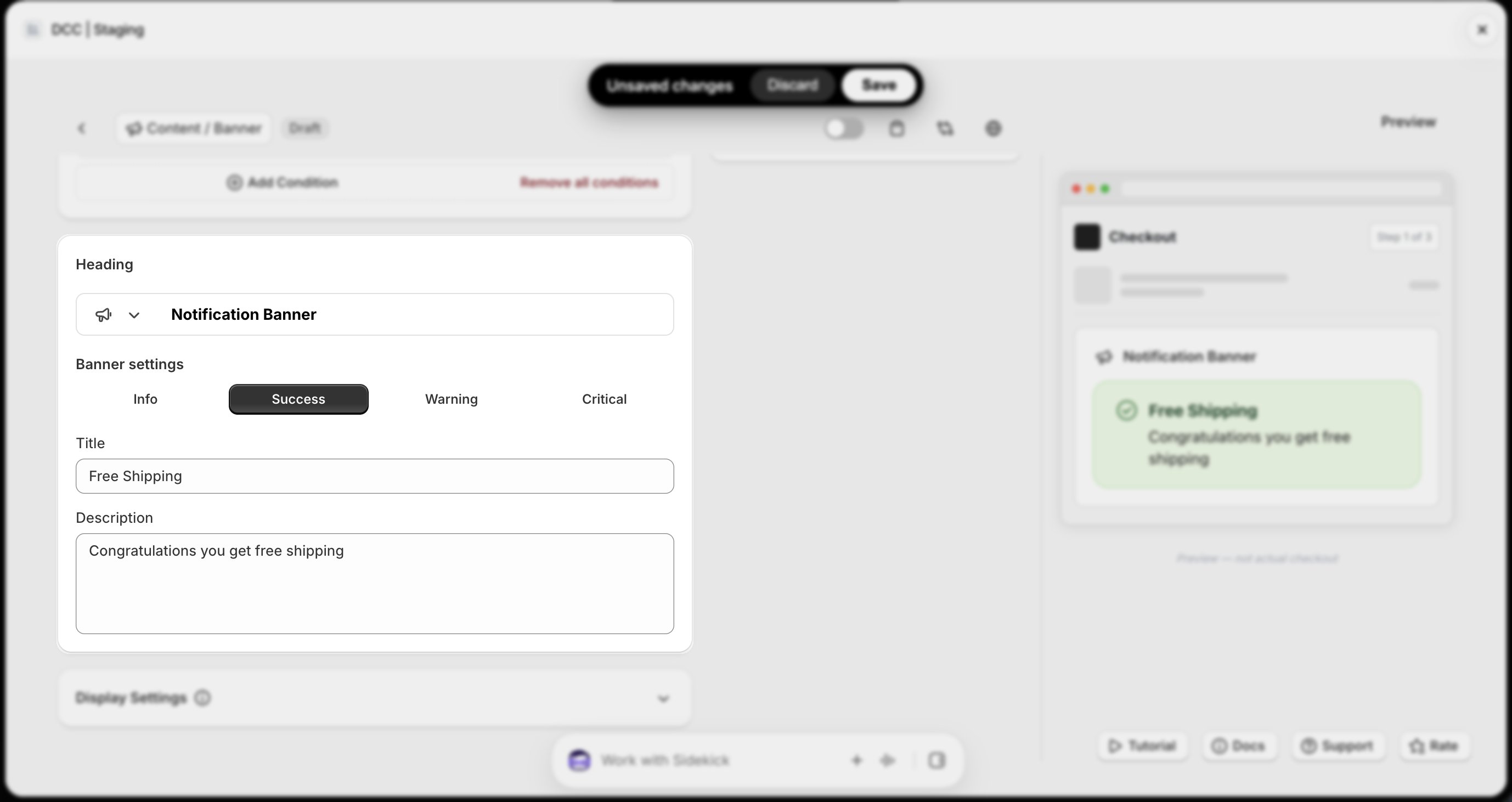 Banner Settings Focus