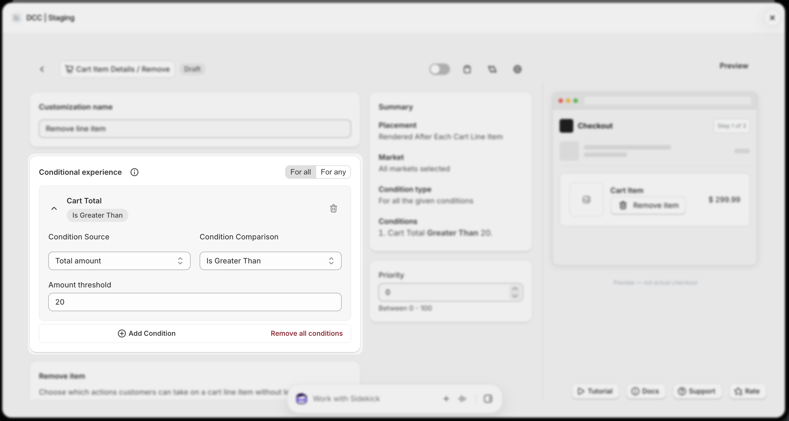 Remove 2 Conditional Experience
