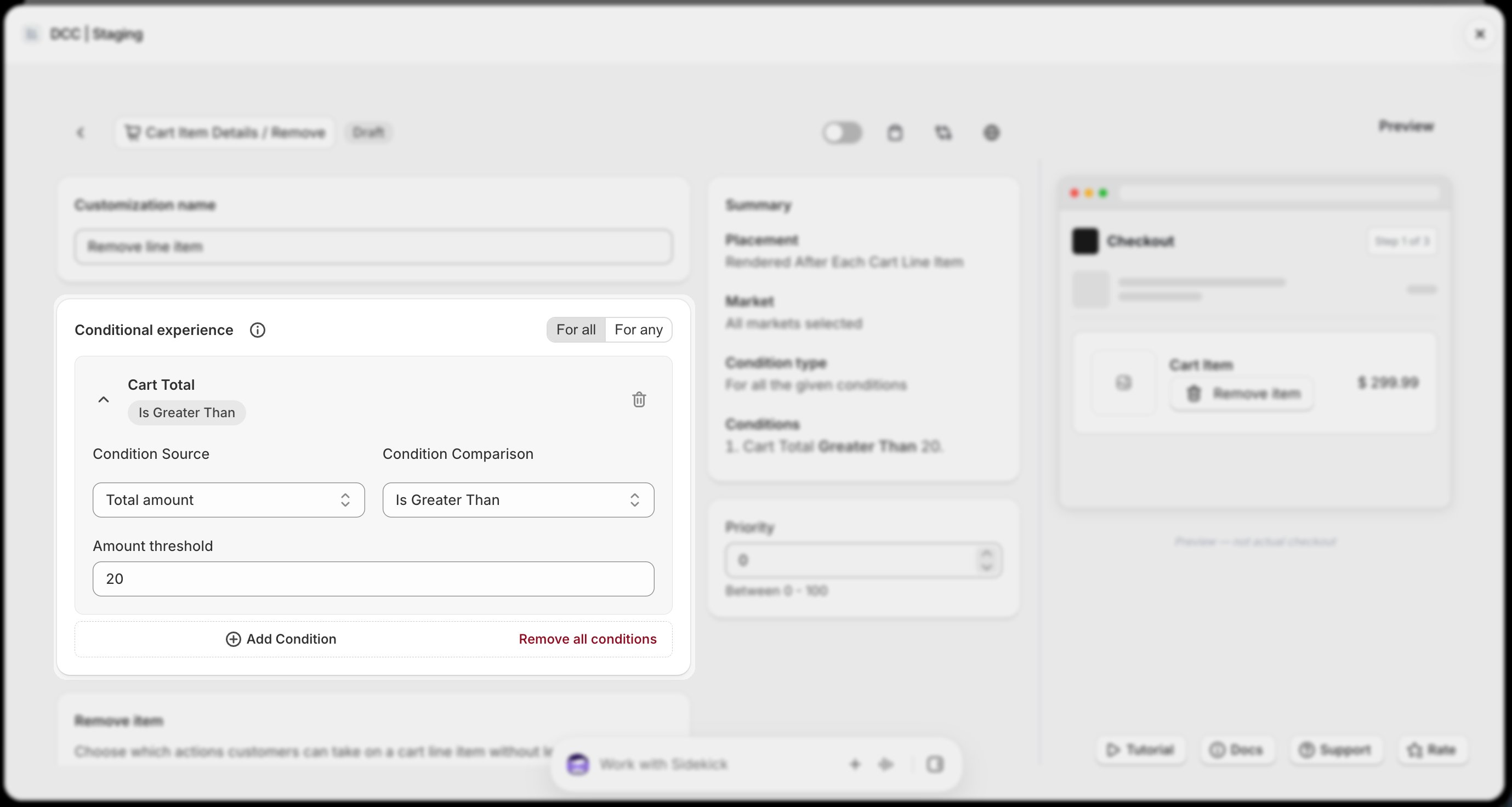 Remove 2 Conditional Experience