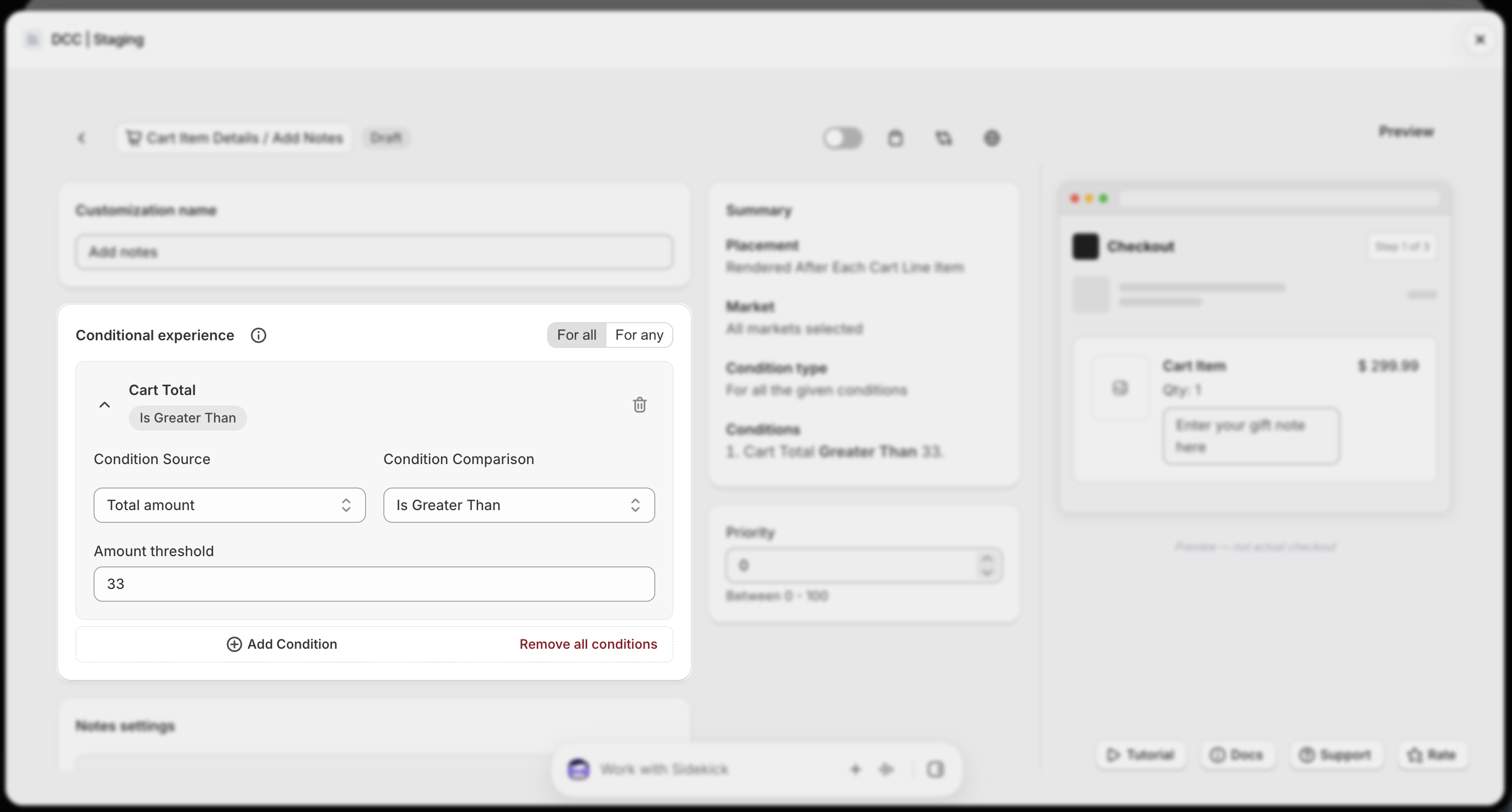 Add Notes Conditional Experience Focus
