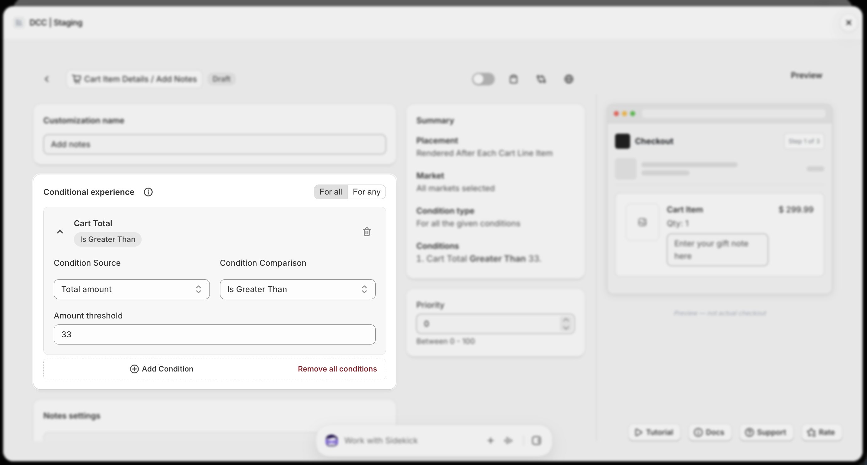 Add Notes Conditional Experience Focus