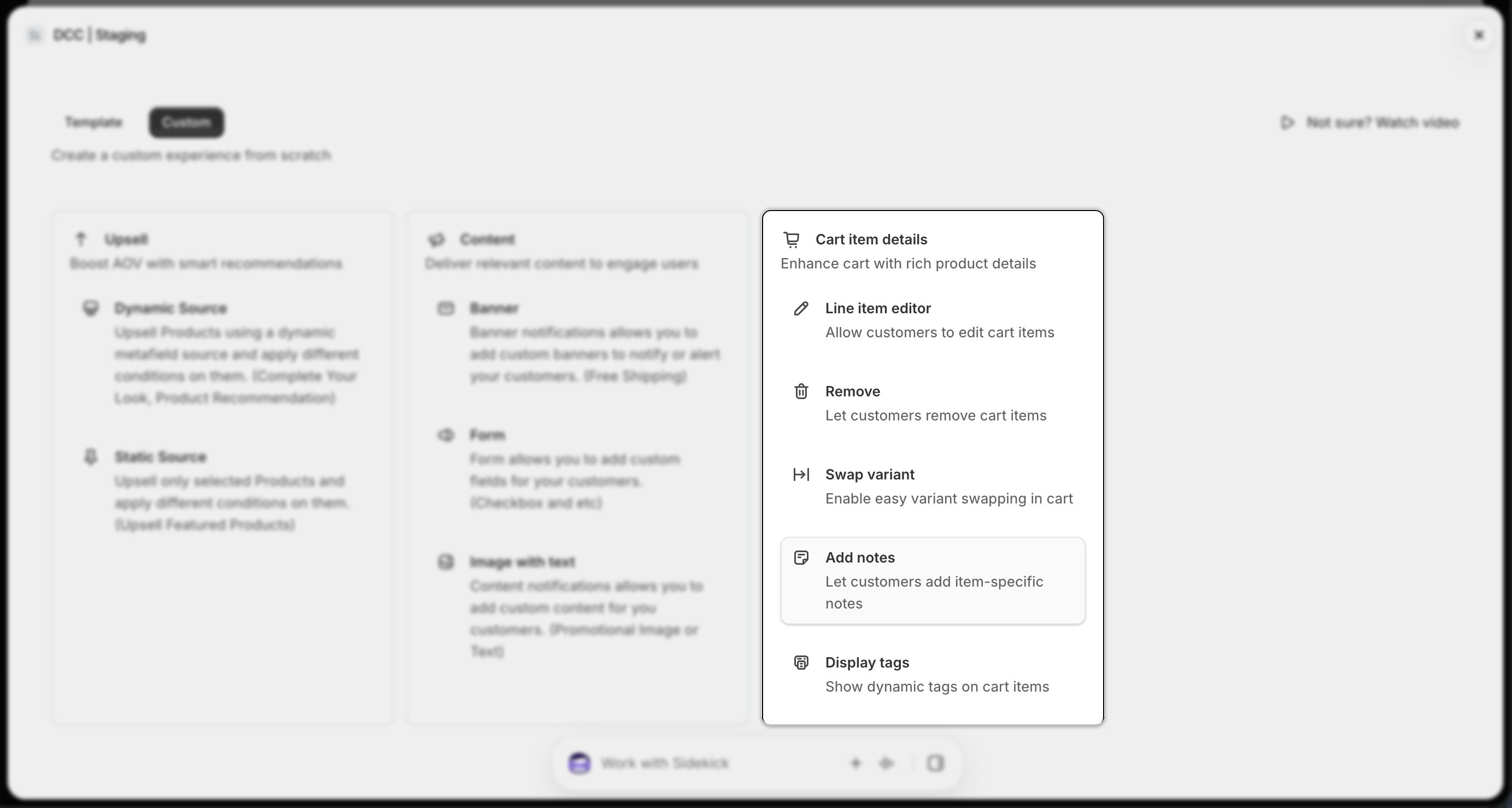 Custom Cart Item Details Card Add Notes Focus