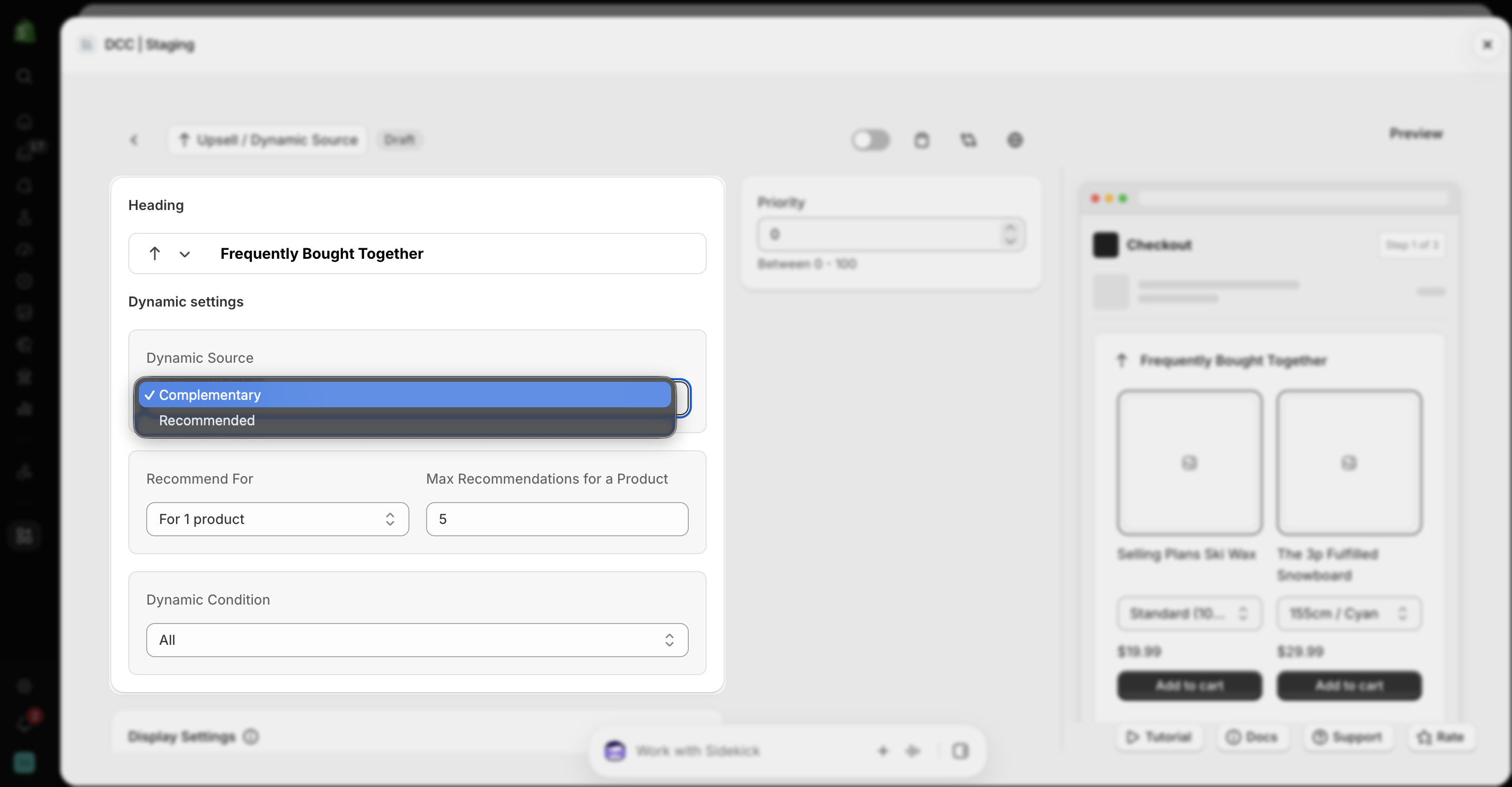 Dynamic Settings Focus