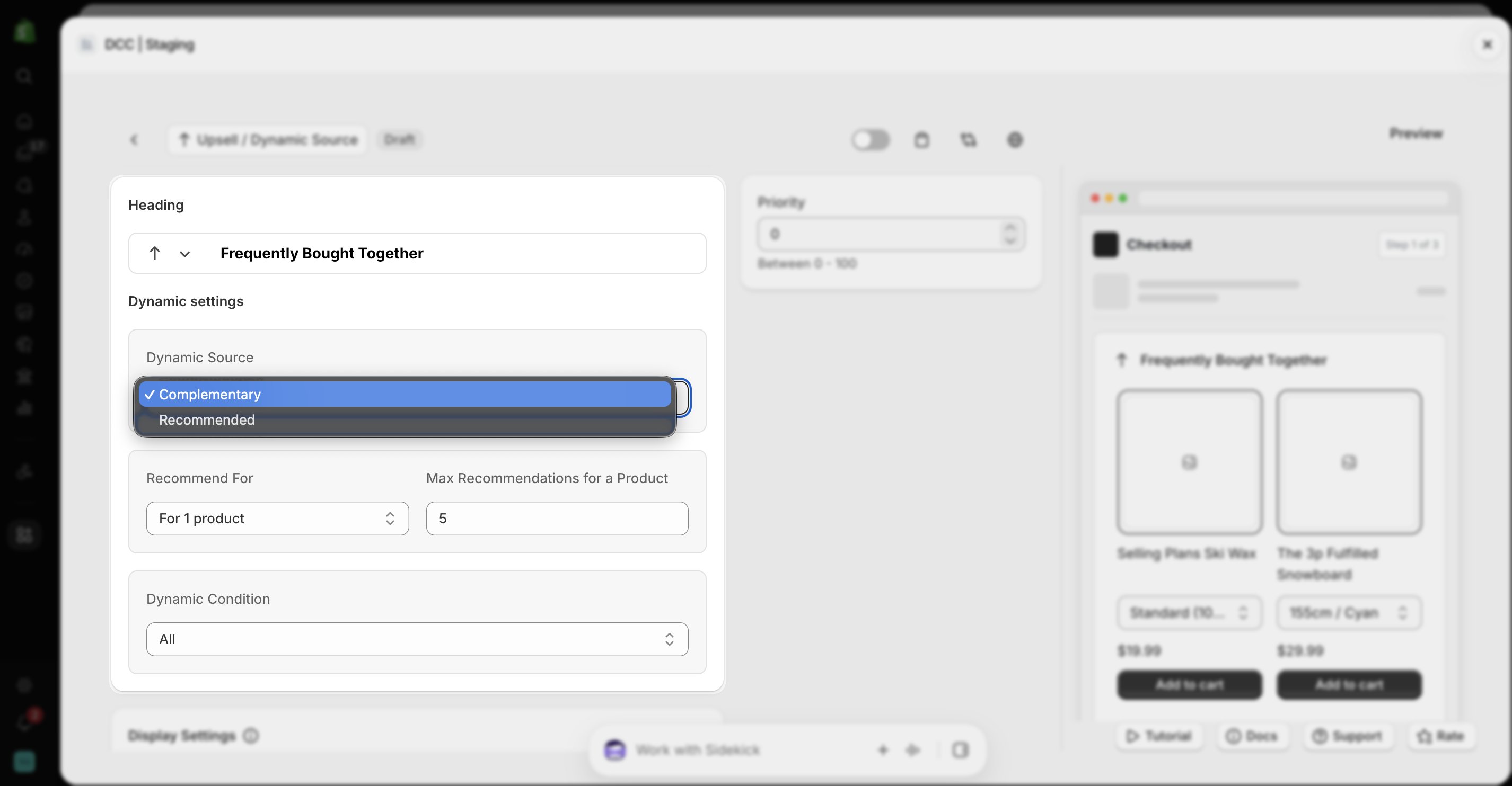 Dynamic Settings Focus