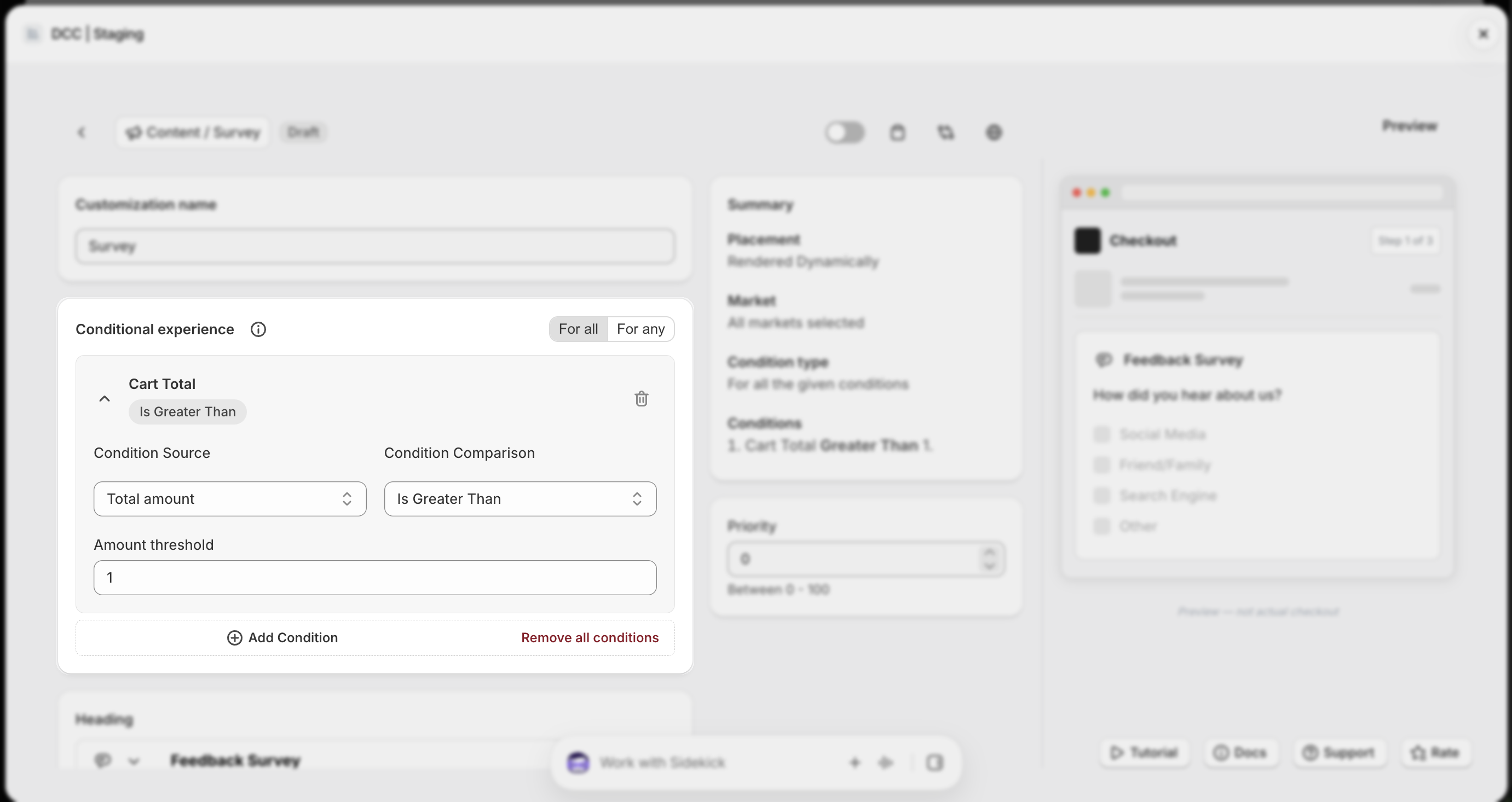 Survey Conditional Experience Focus