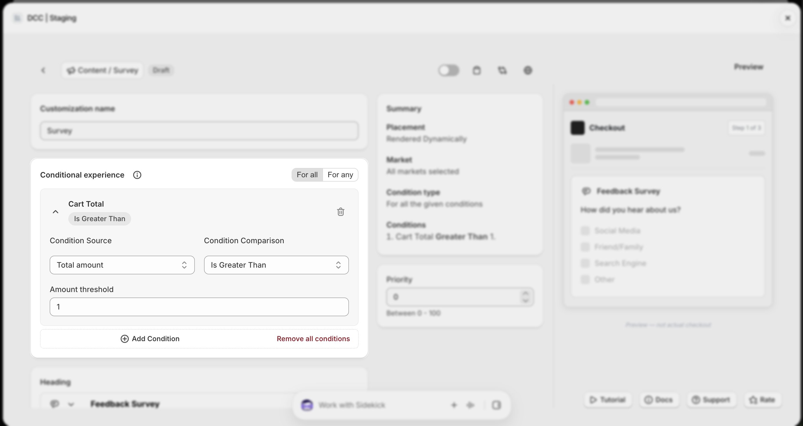 Survey Conditional Experience Focus
