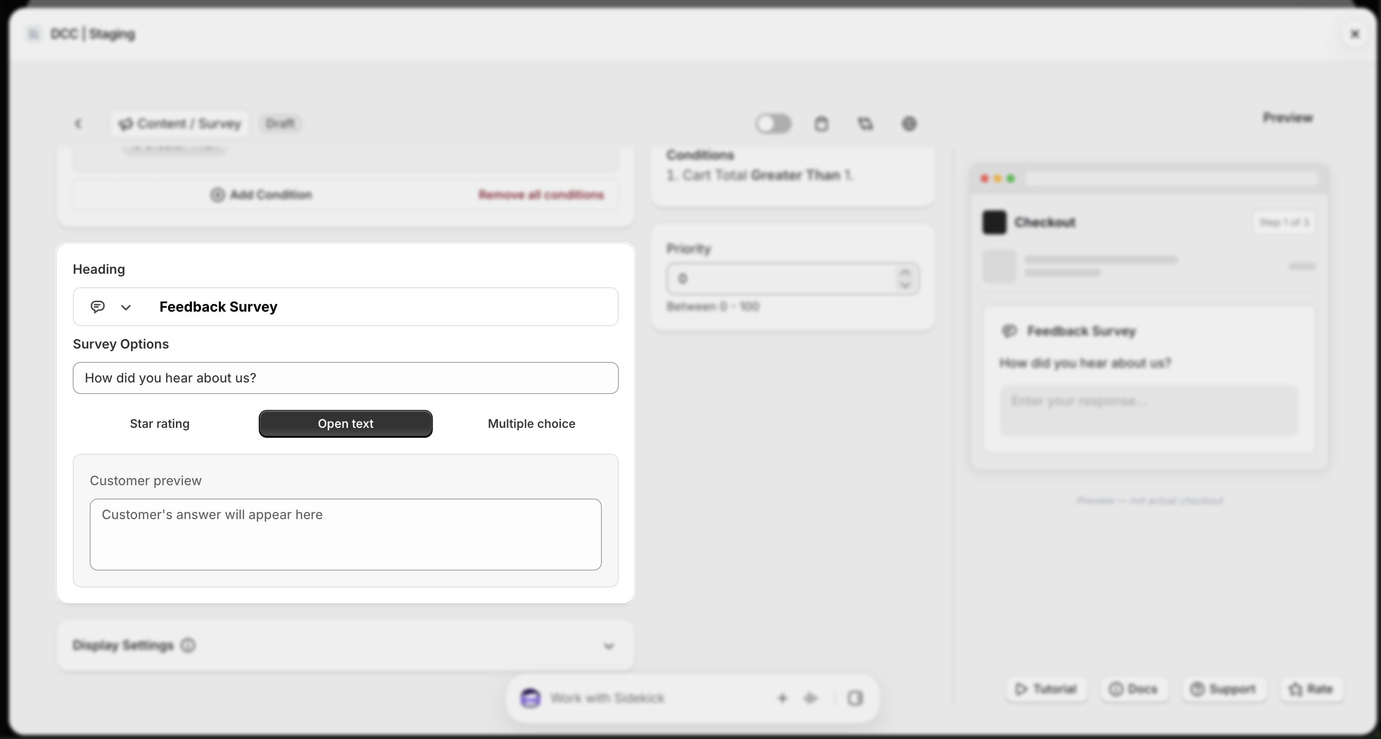 Survey Heading Options Focus