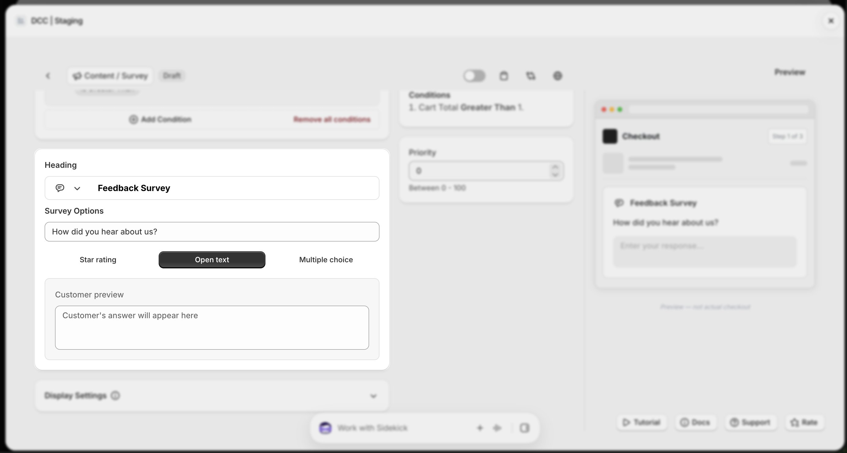 Survey Heading Options Focus