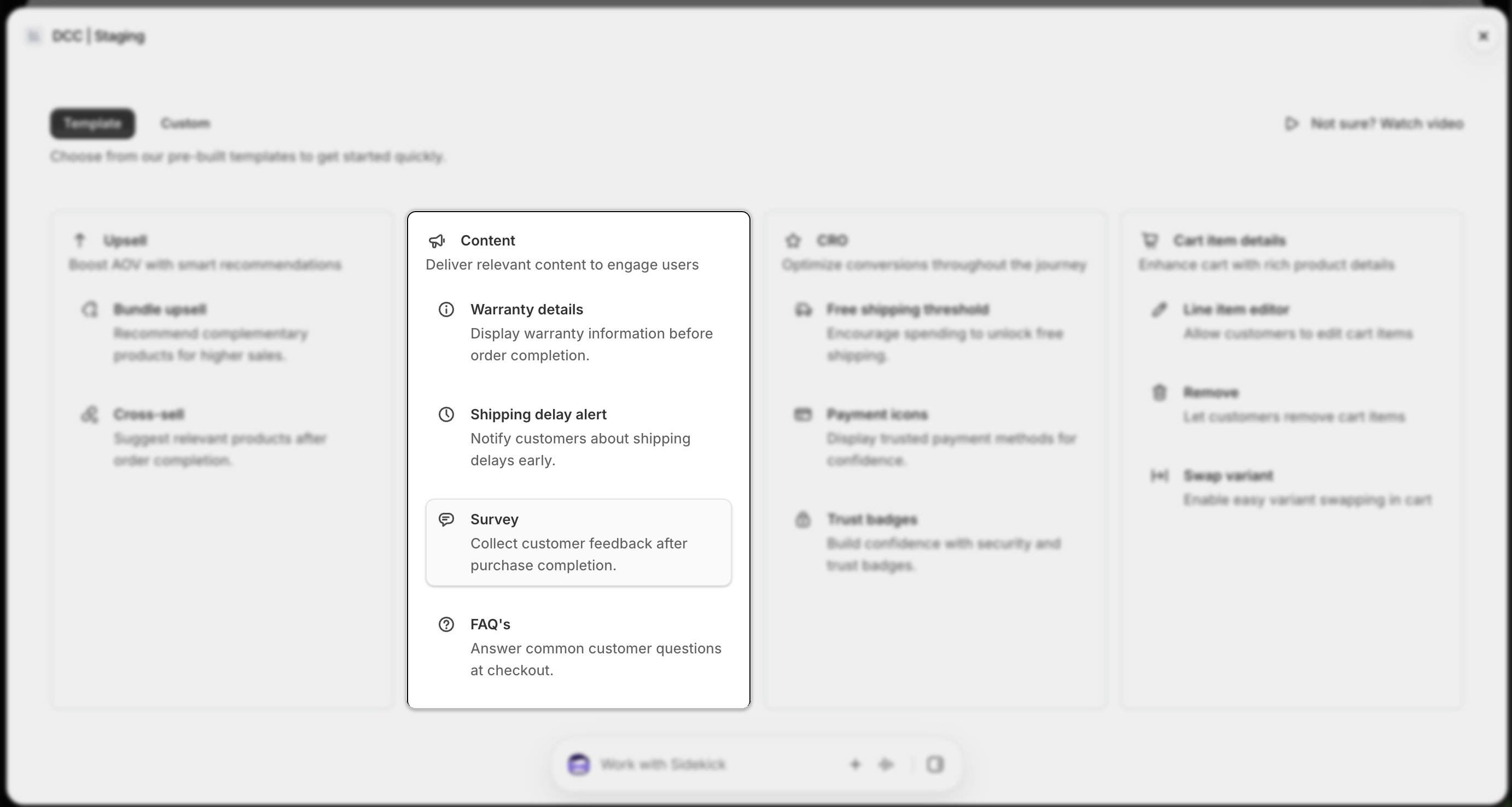 Template Content Card Survey Focus
