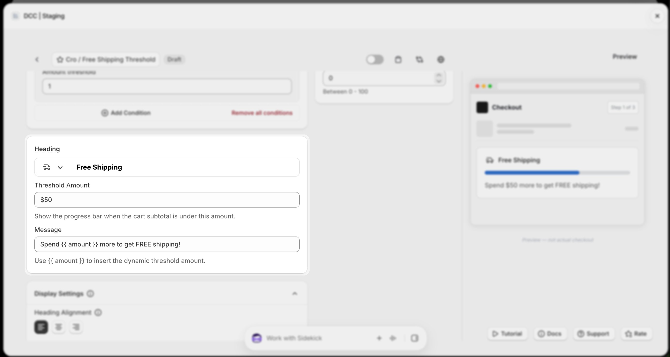 Freeship 4 Heading Threshold Message