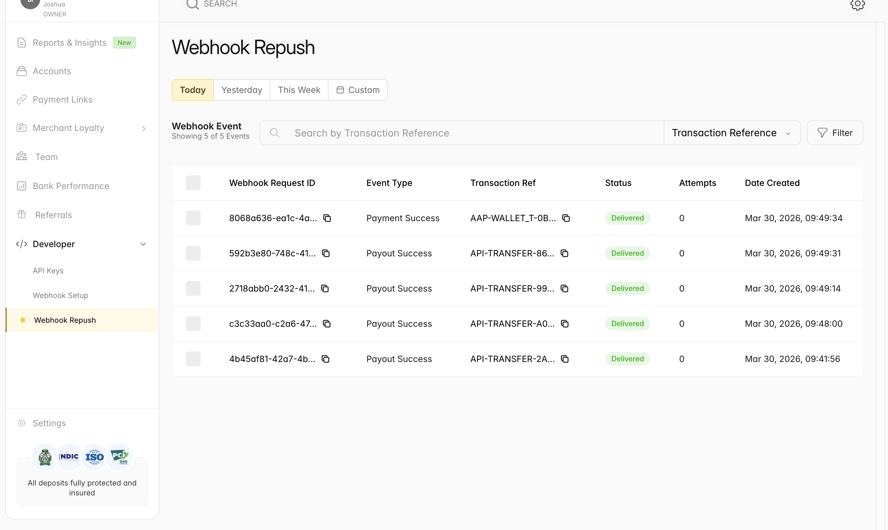 Debug webhooks - Nomba Developers