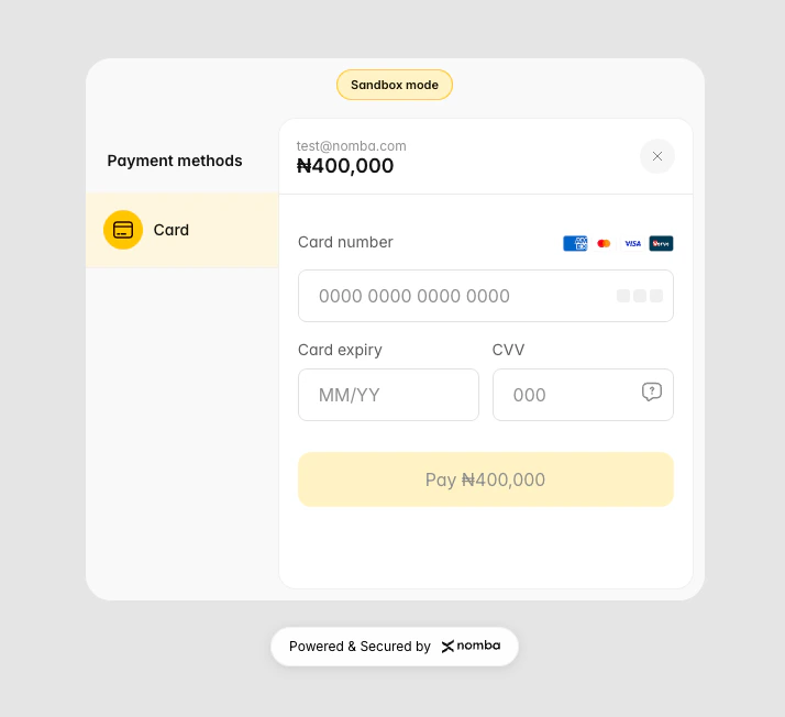 Sandbox Testing - Nomba Developers