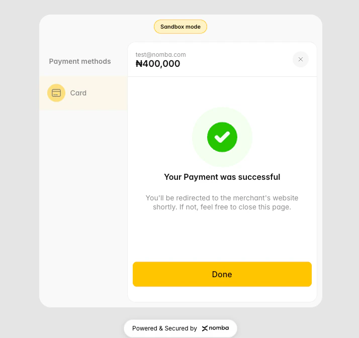 Sandbox Testing - Nomba Developers
