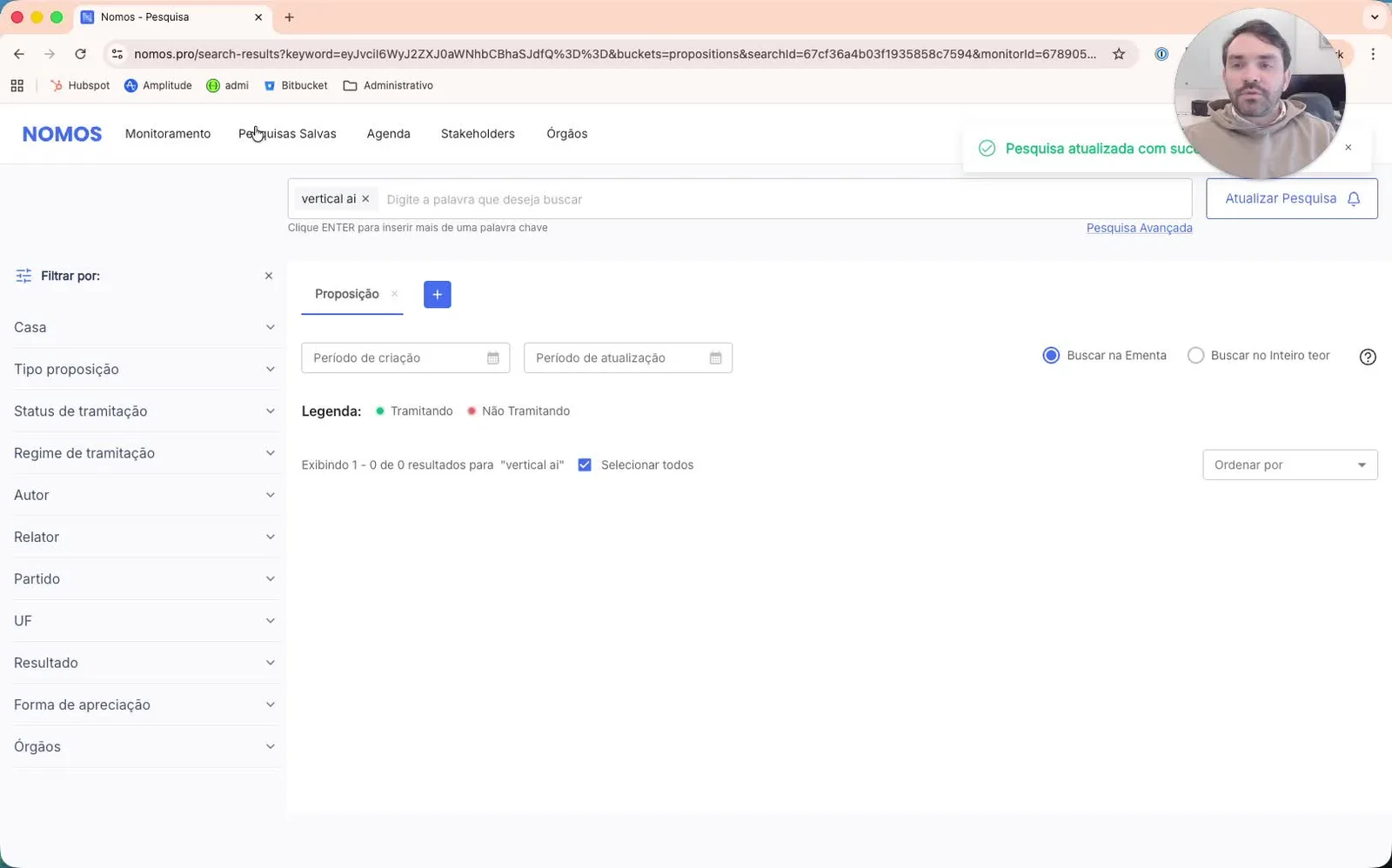 Botão de atualizar a pesquisa