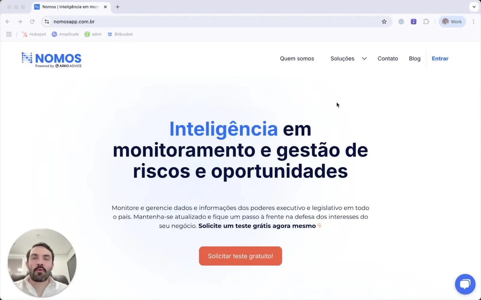 Tela de login da plataforma Nomos