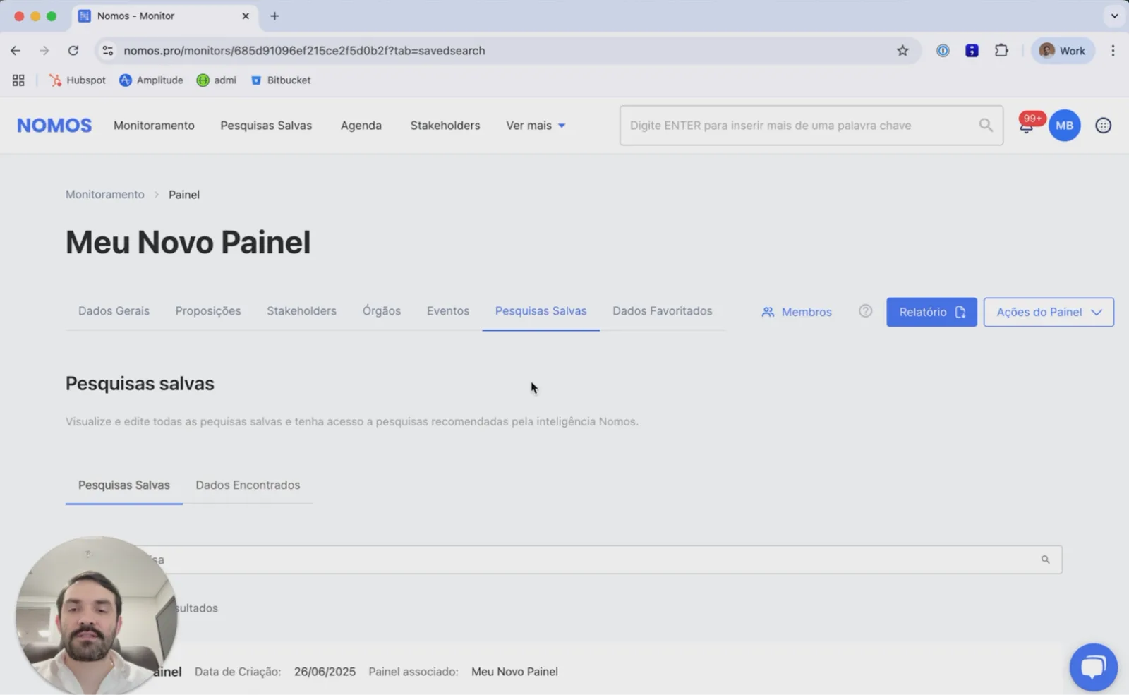 Painel com o novo elemento adicionado