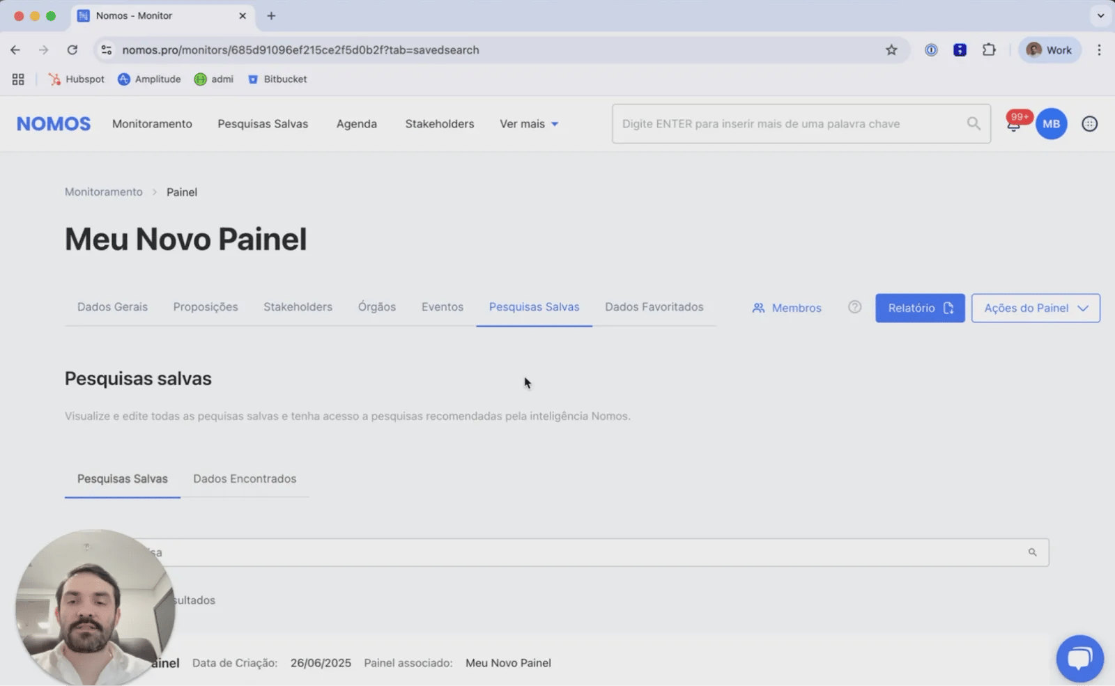 Painel com o novo elemento adicionado