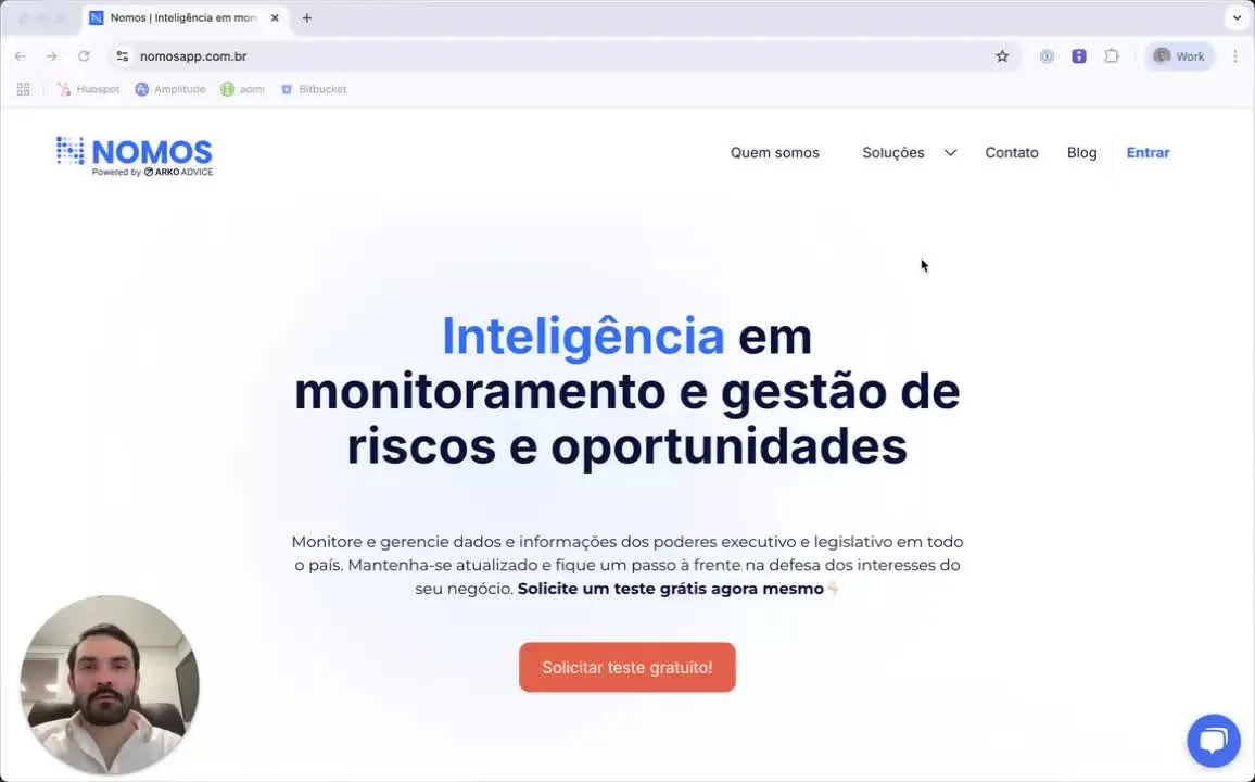 Tela de login da plataforma Nomos