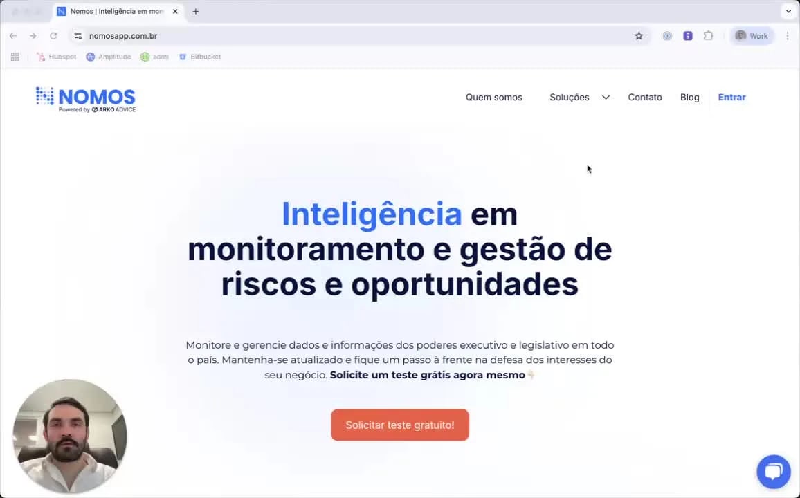 Tela de login da plataforma Nomos