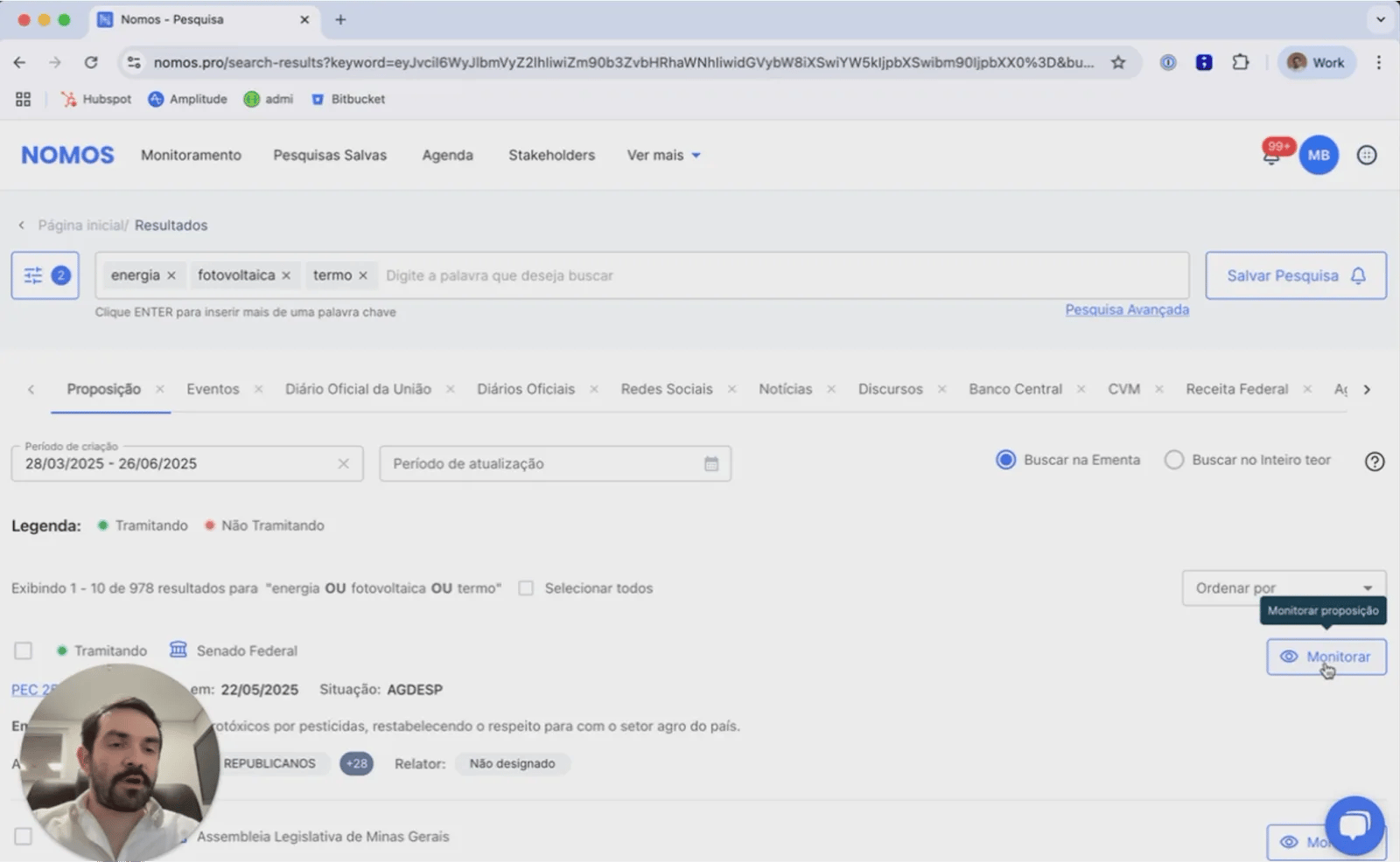 Envio da busca para um painel de monitoramento
