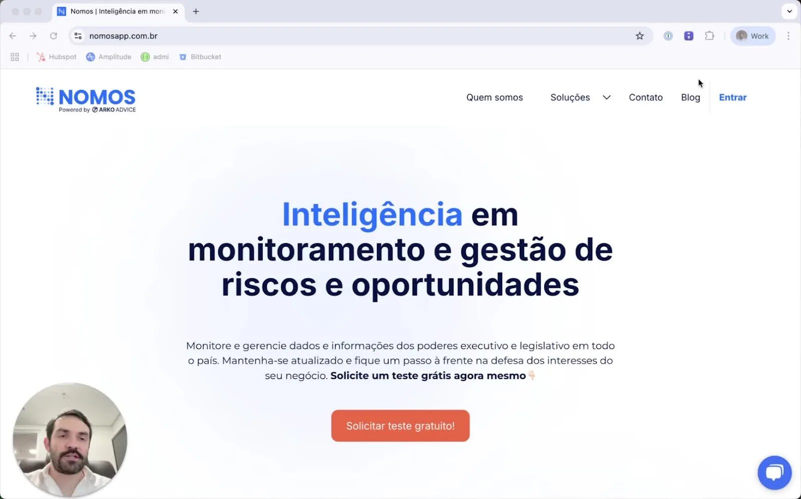 Tela de login da plataforma Nomos
