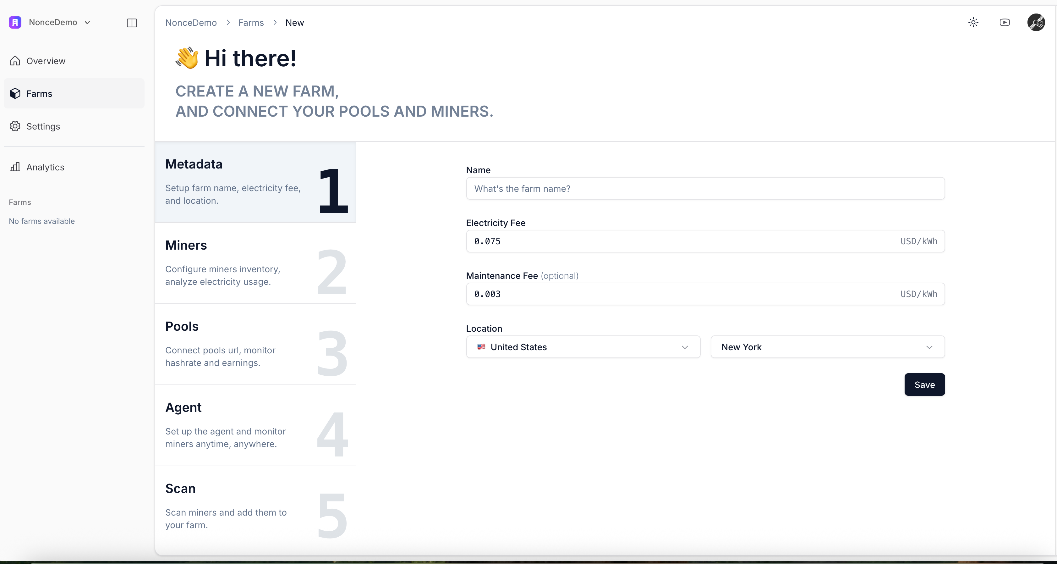 Additional farm information input fields