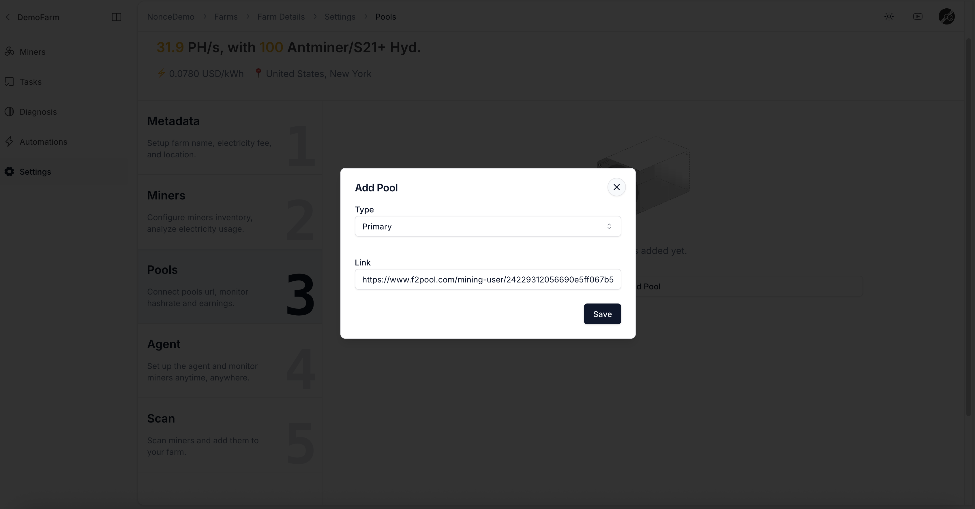 Primary pool configuration example