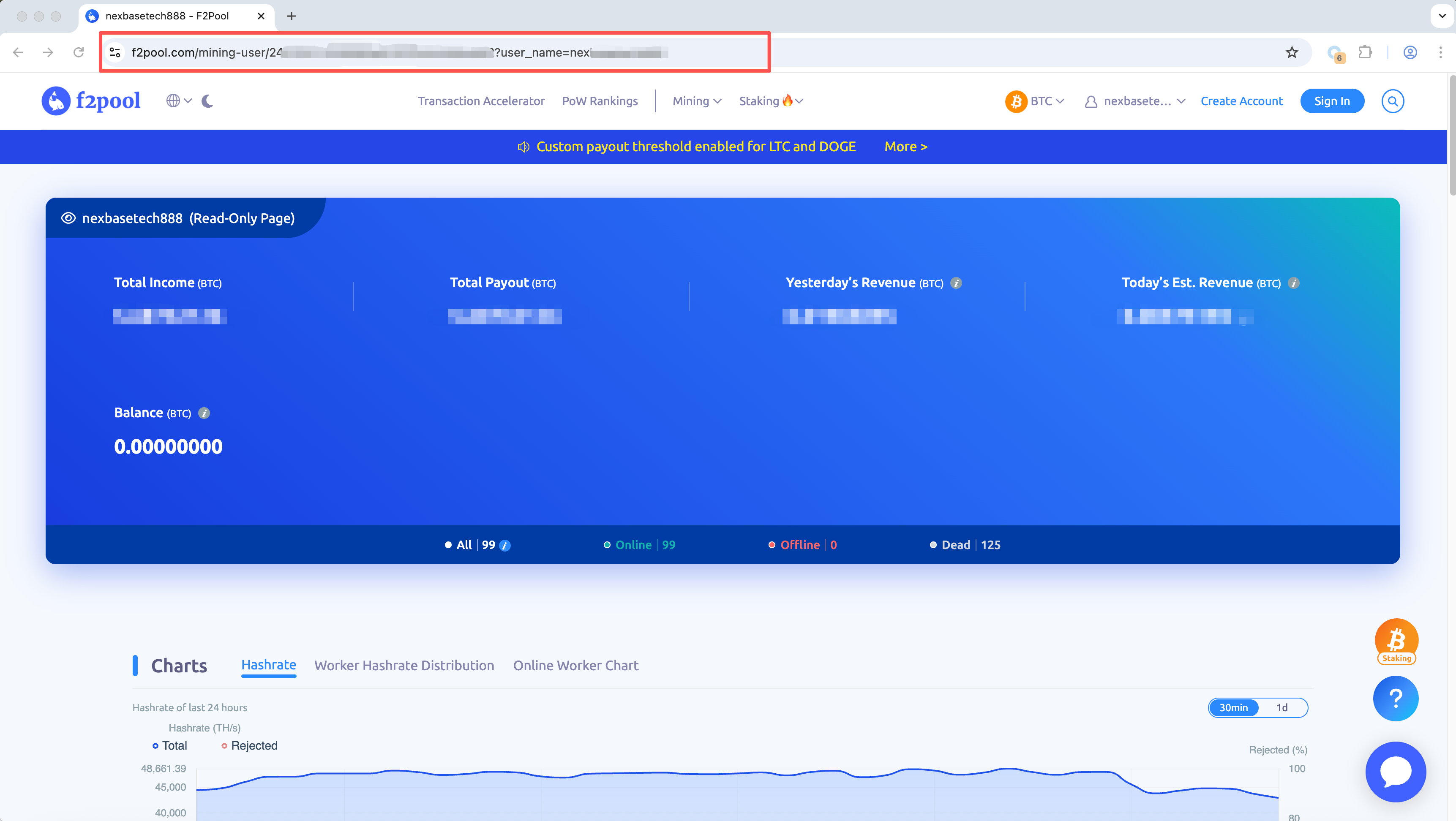 Observer URL input example