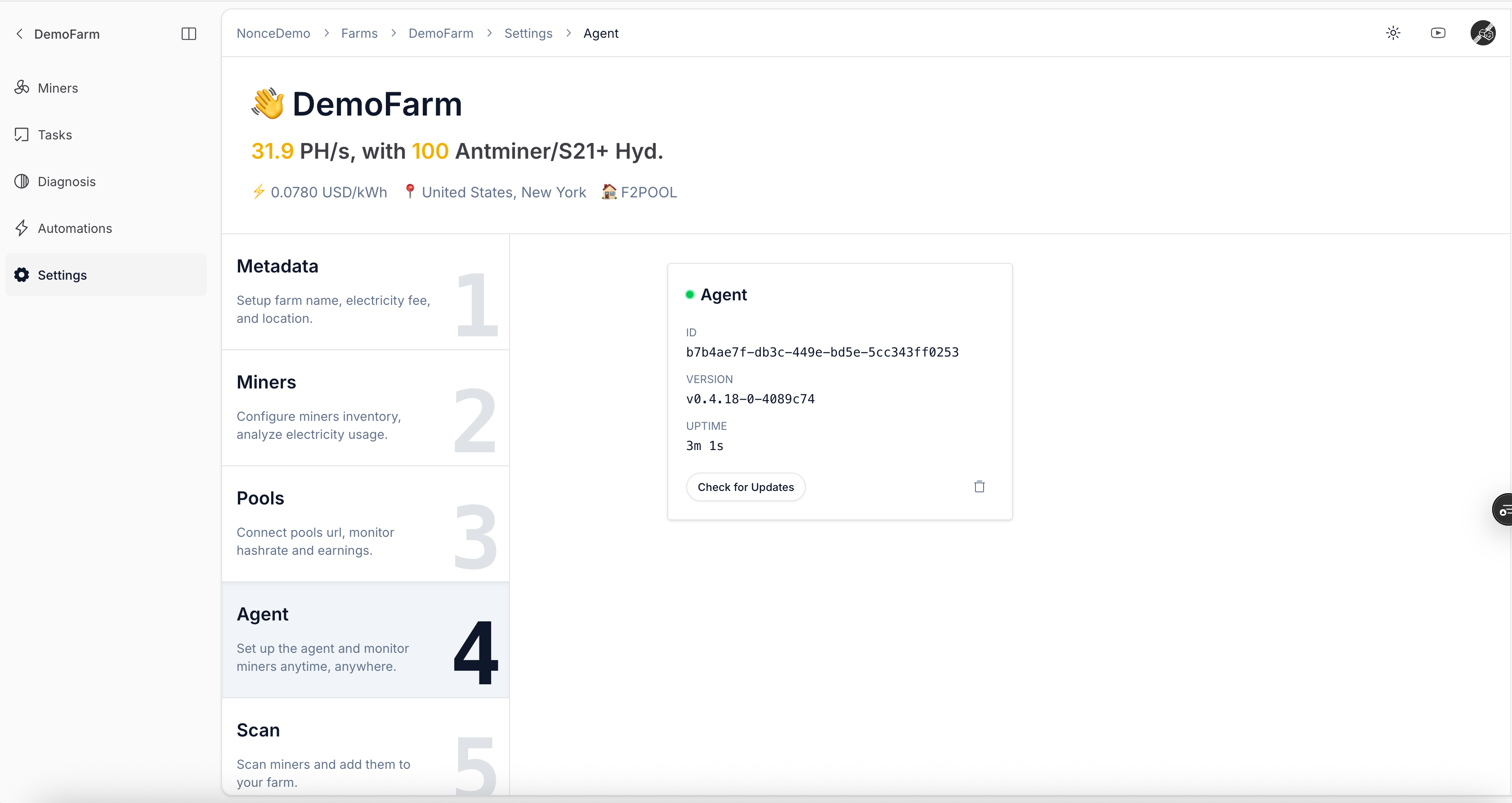 Agent online status card