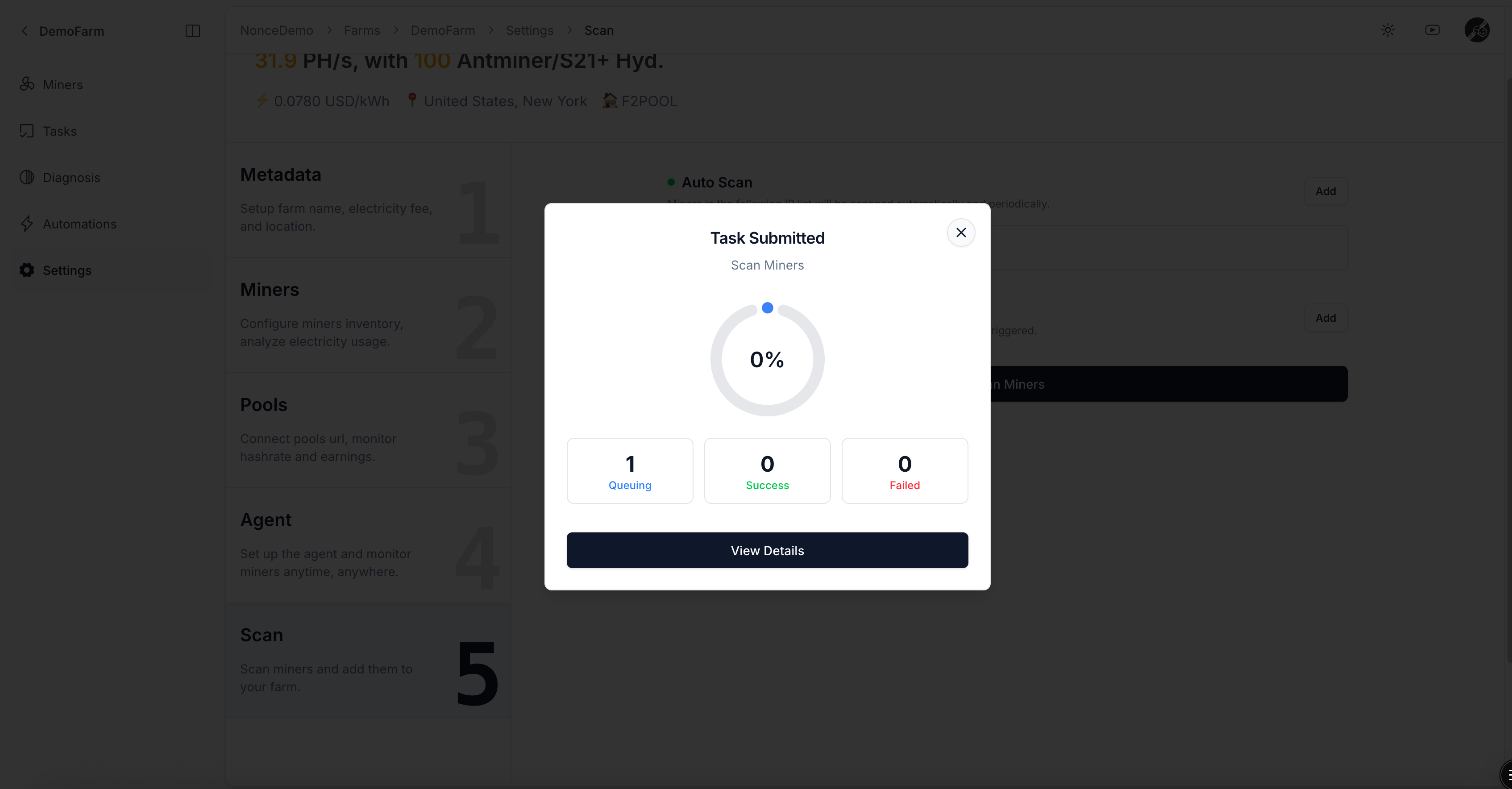 Scheduled scan Task preview