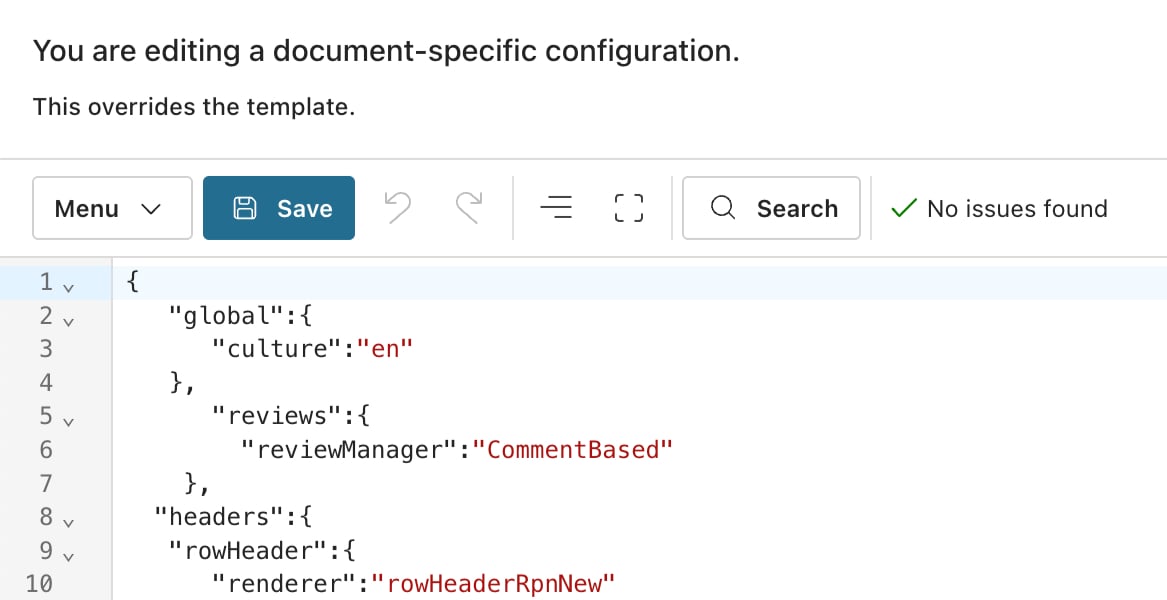 The configuration editor opening in a new tab in YAML mode, with syntax highlighting and history