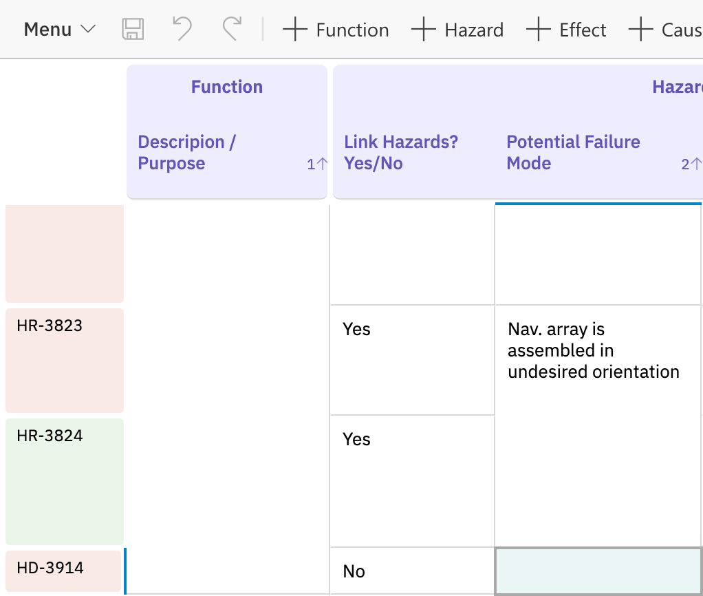 Using cell decorators to enable or disable linking upstream items to the Risk based on a specific field value