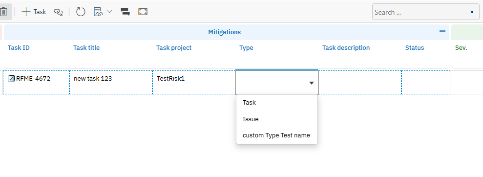 The new-task dialog where you choose the target project and work item type for a downstream task
